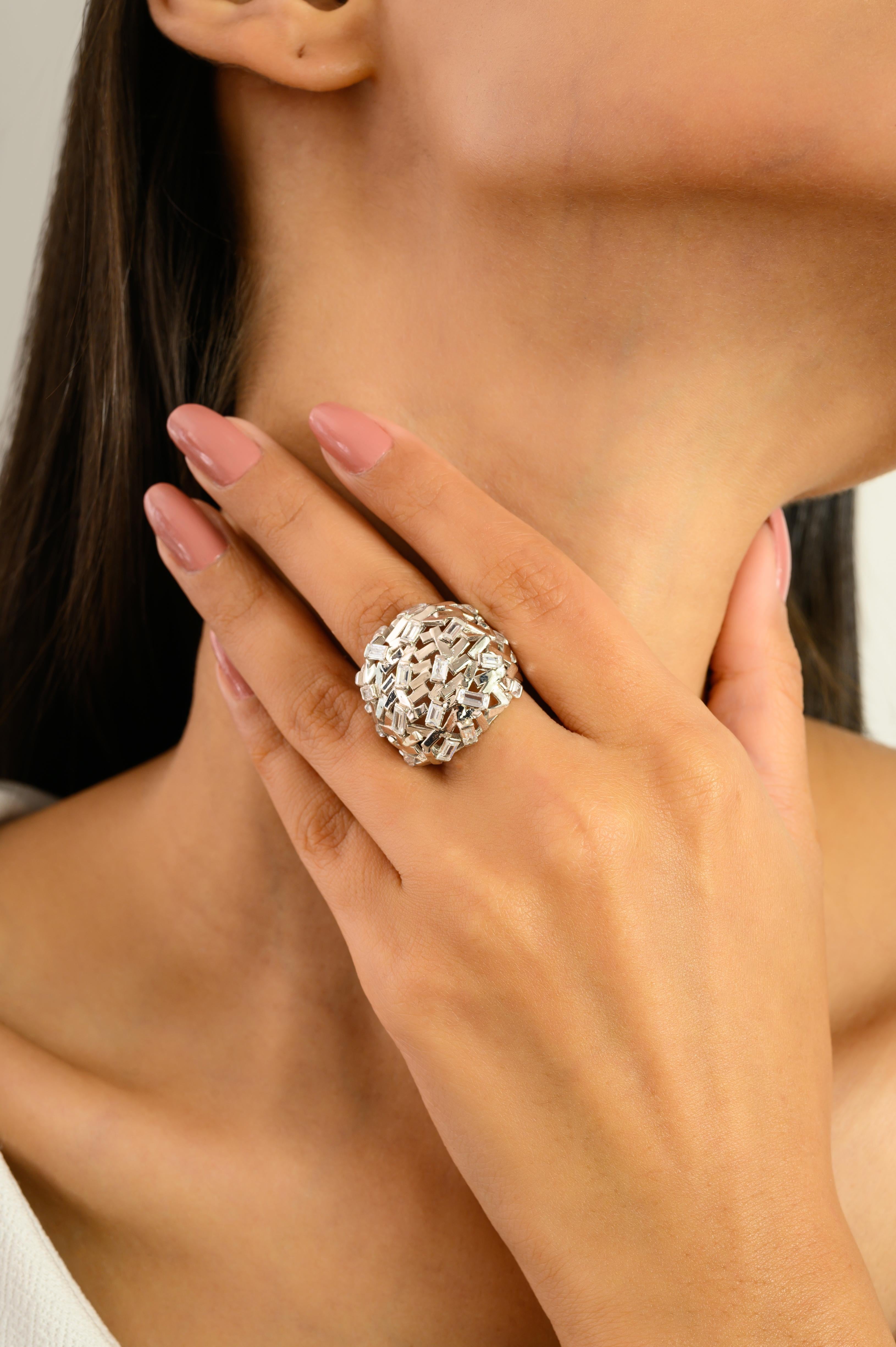 in vendita:  Anello unisex a cupola a mosaico scolpito con zircone taglio baguette in argento 925 6