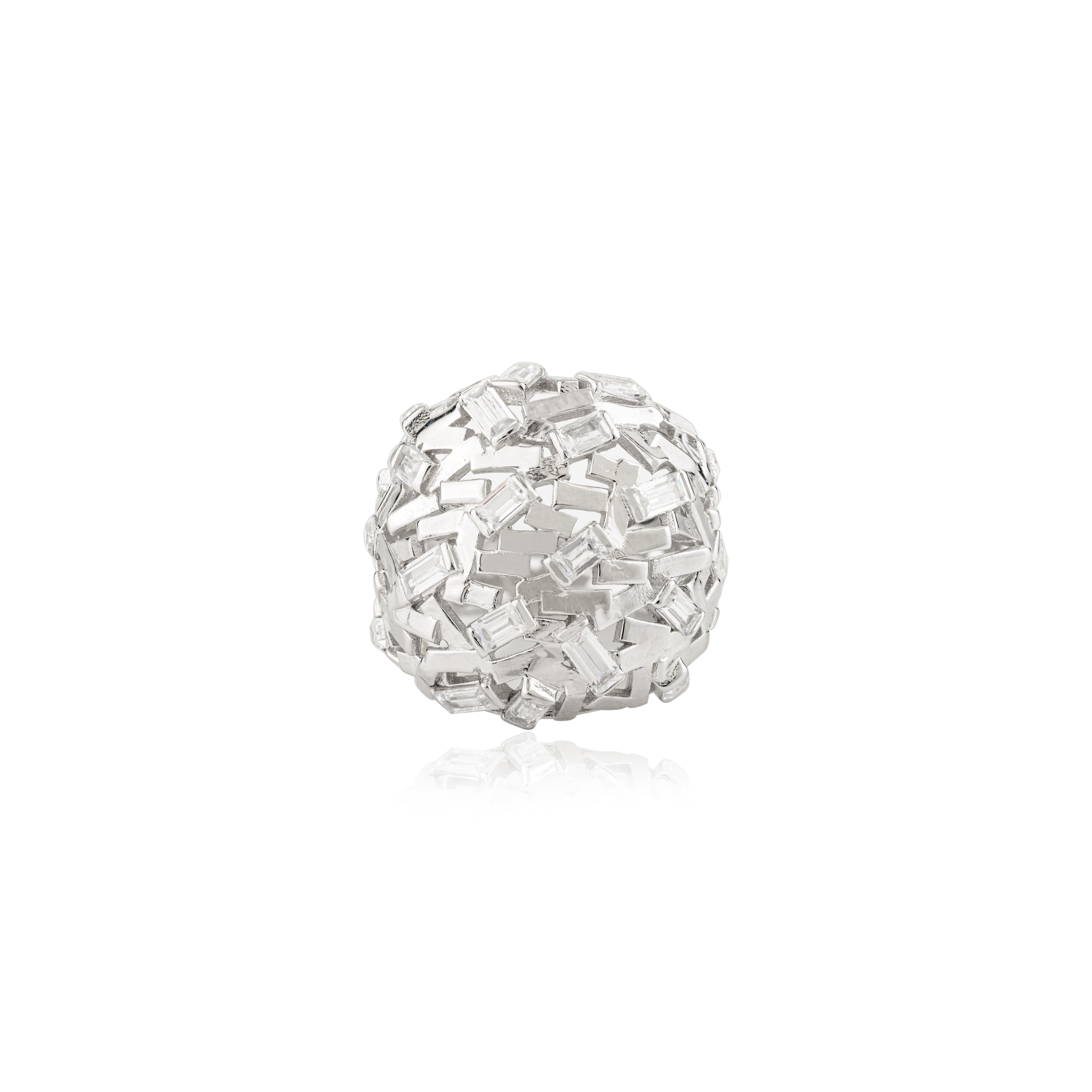 in vendita:  Anello unisex a cupola a mosaico scolpito con zircone taglio baguette in argento 925 7