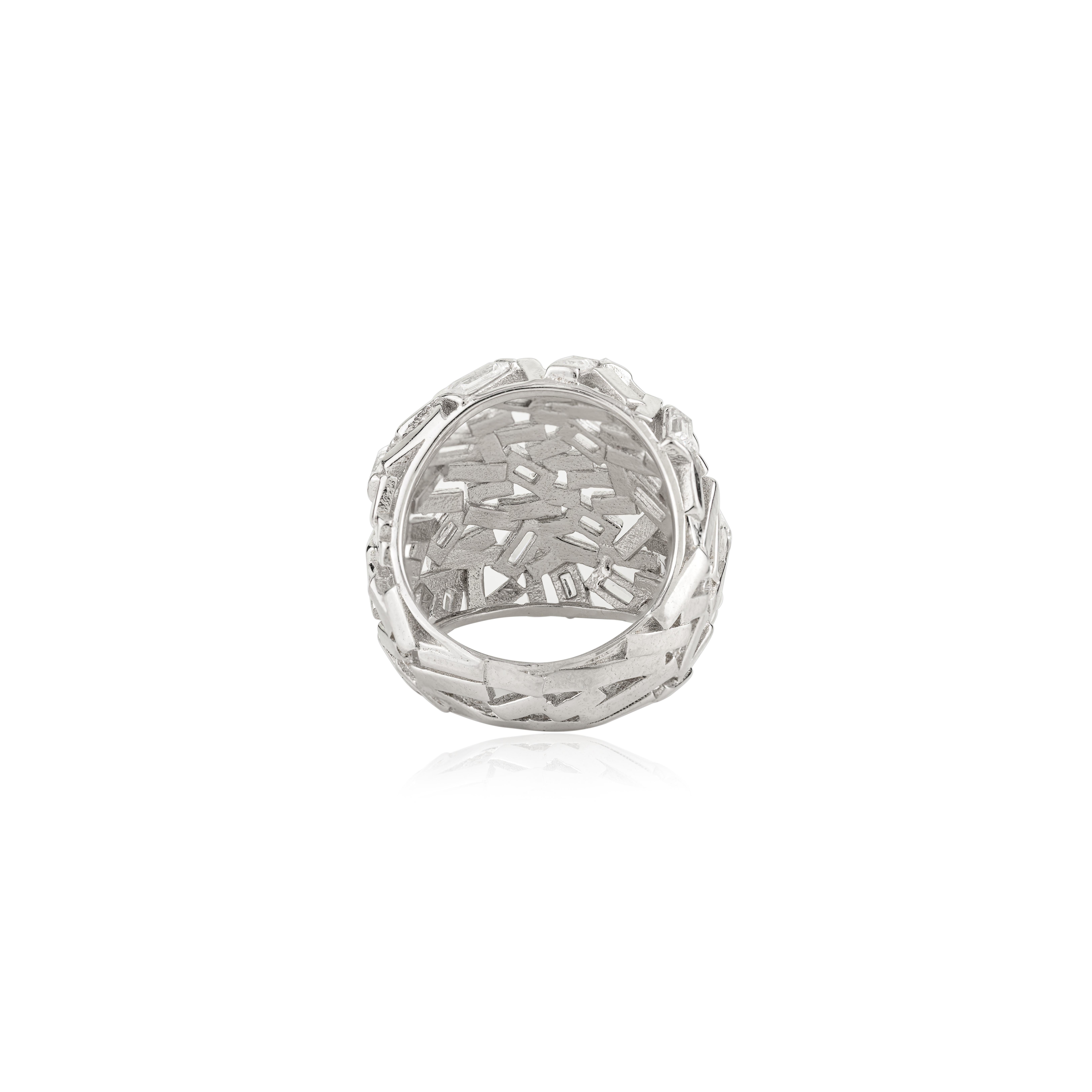 in vendita:  Anello unisex a cupola a mosaico scolpito con zircone taglio baguette in argento 925 9