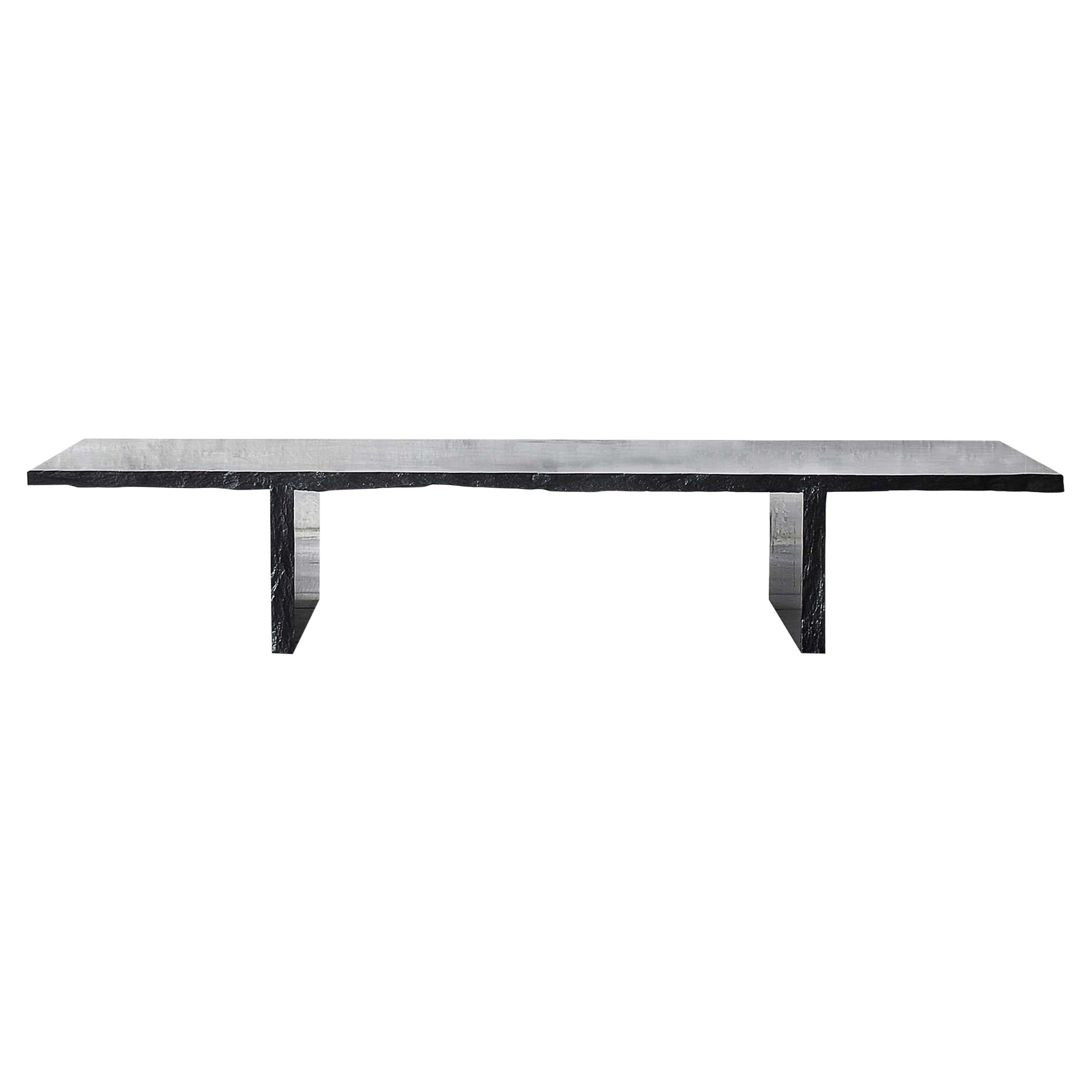 Sculpted Natural Black Marble Slate Coffee Table by Frederic Saulou