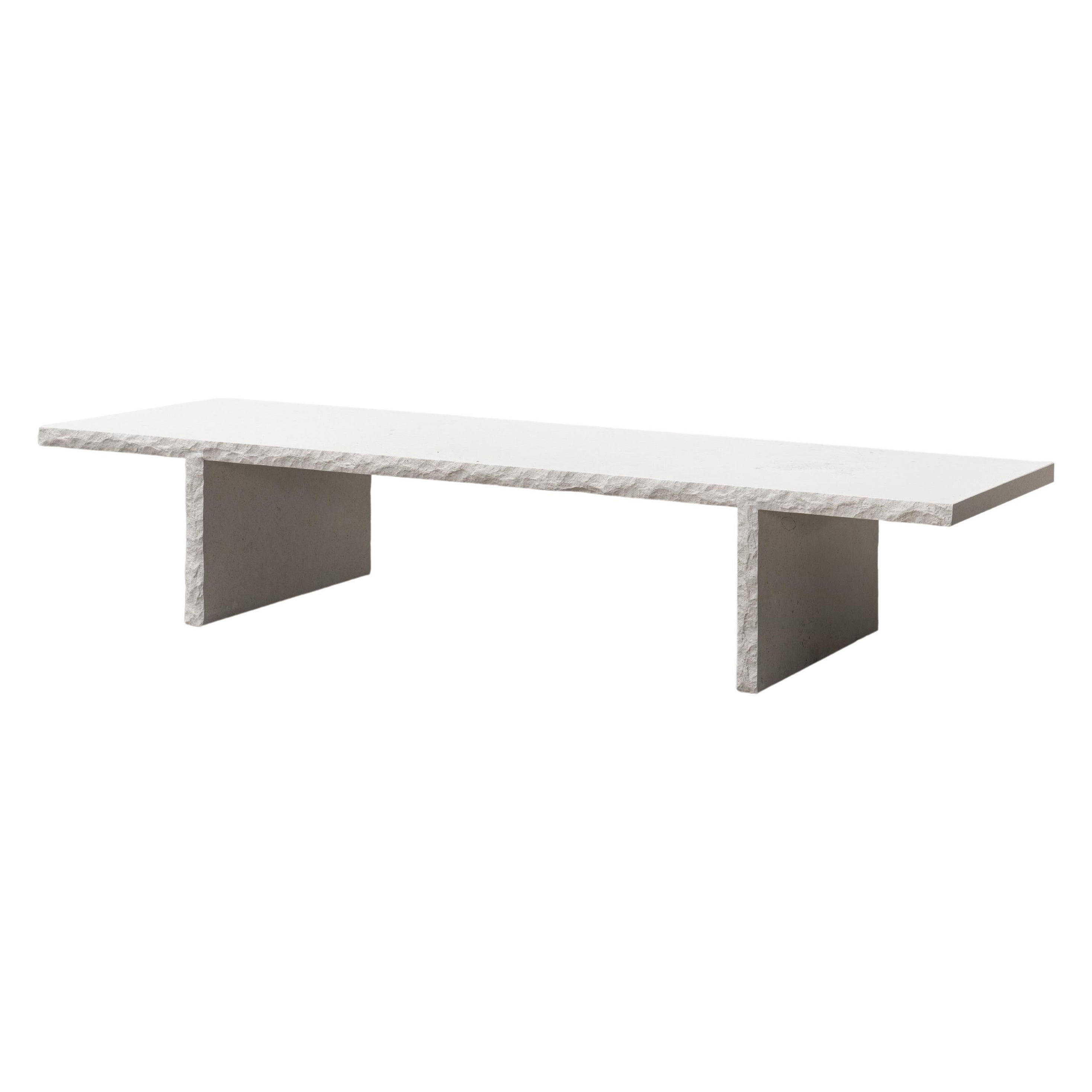 Sculpted Natural Rough White Stone Coffee Table, Fruste by Frederic Saulou