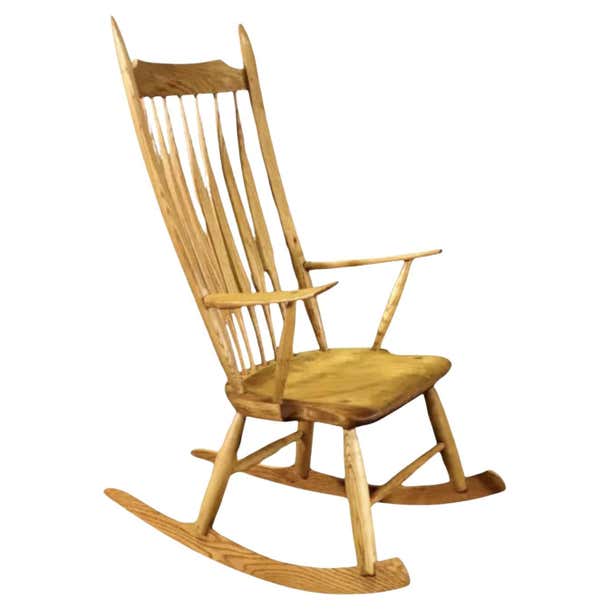 Small Oak Rocking Chair Sculpted Oak Rocking Chair For Sale at 1stDibs