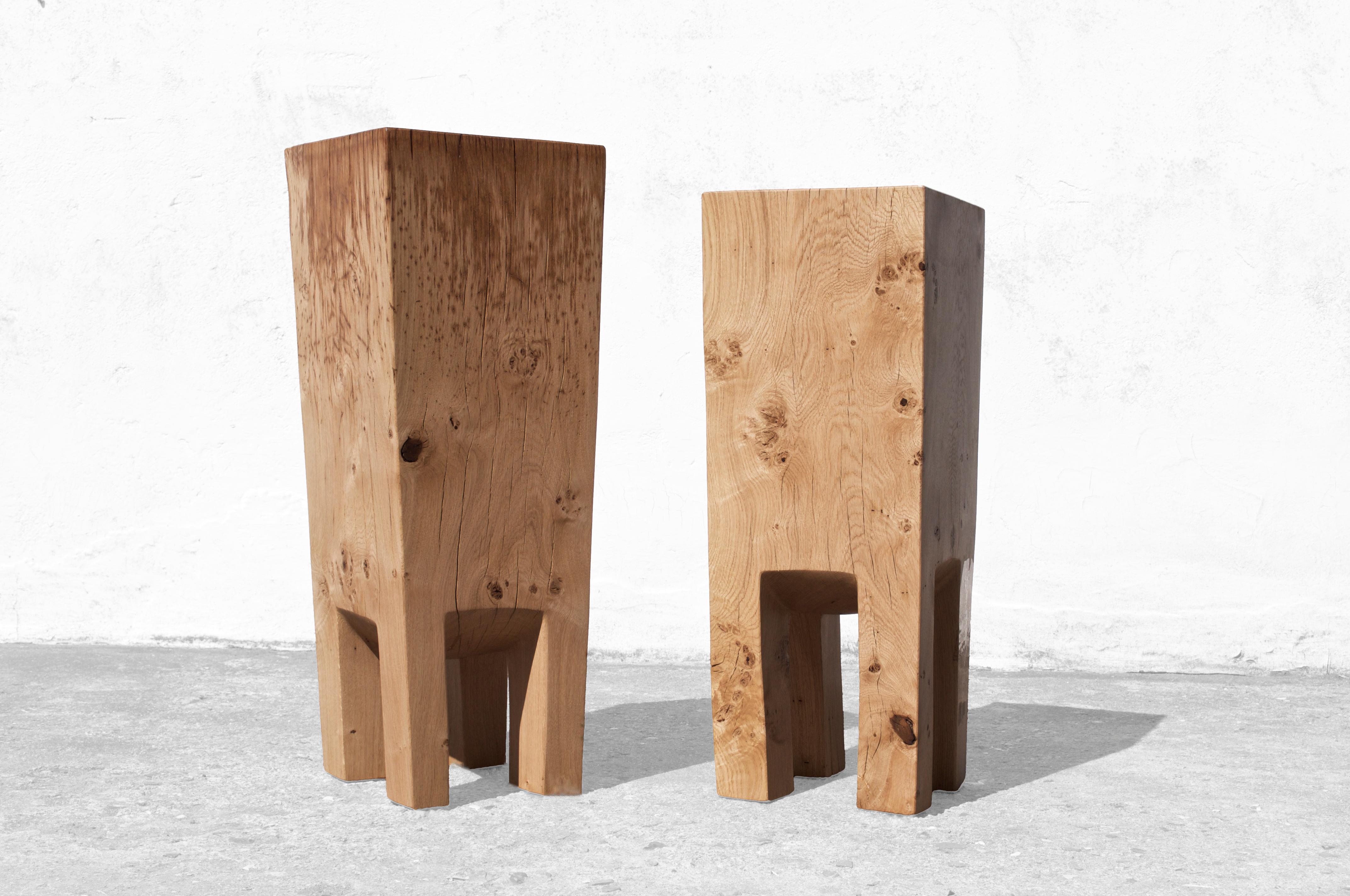 Post-Modern Sculpted Oak Side Table by Jörg Pietschmann
