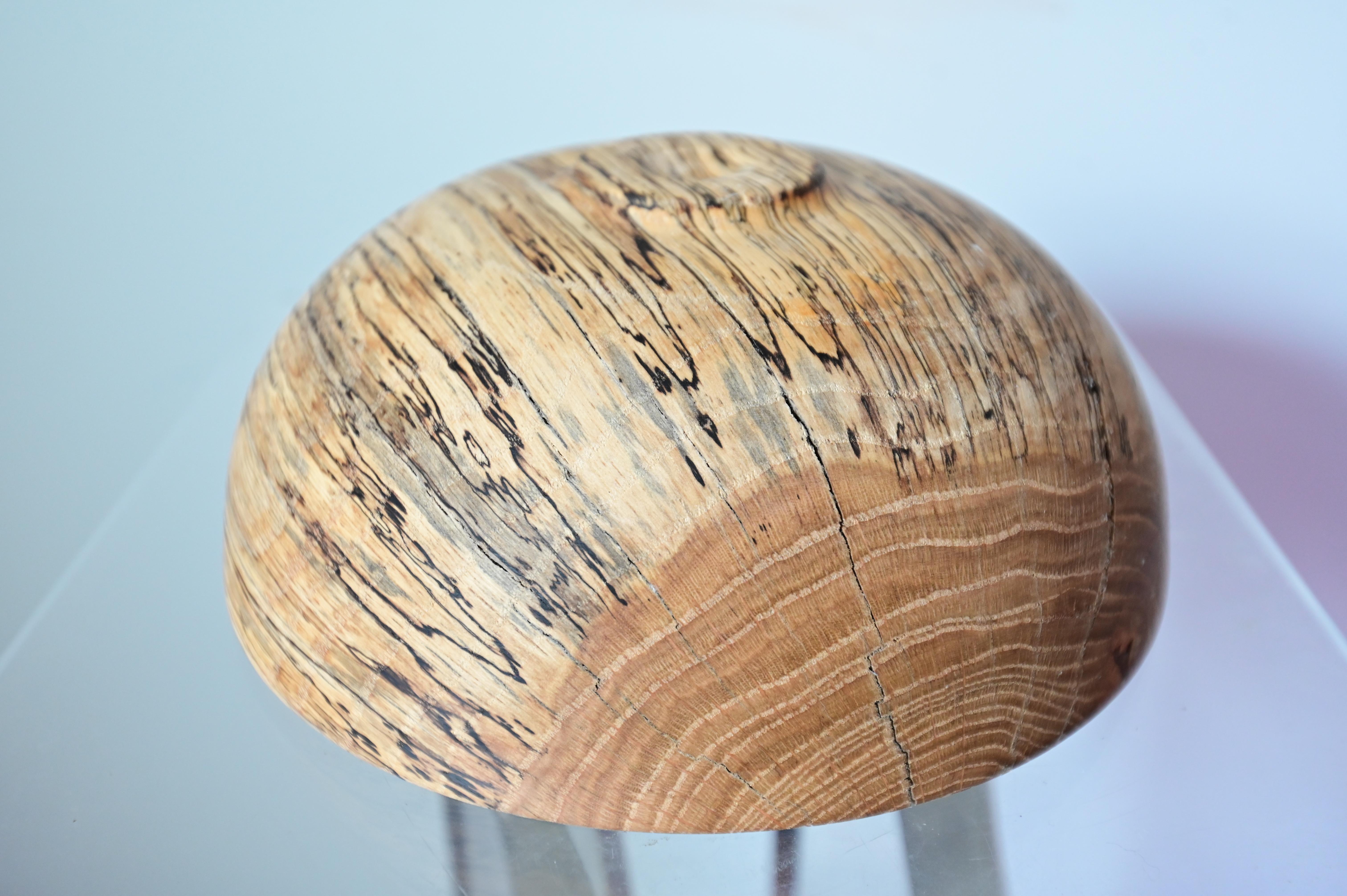 Sculpted Oak Wooden Bowl For Sale 3