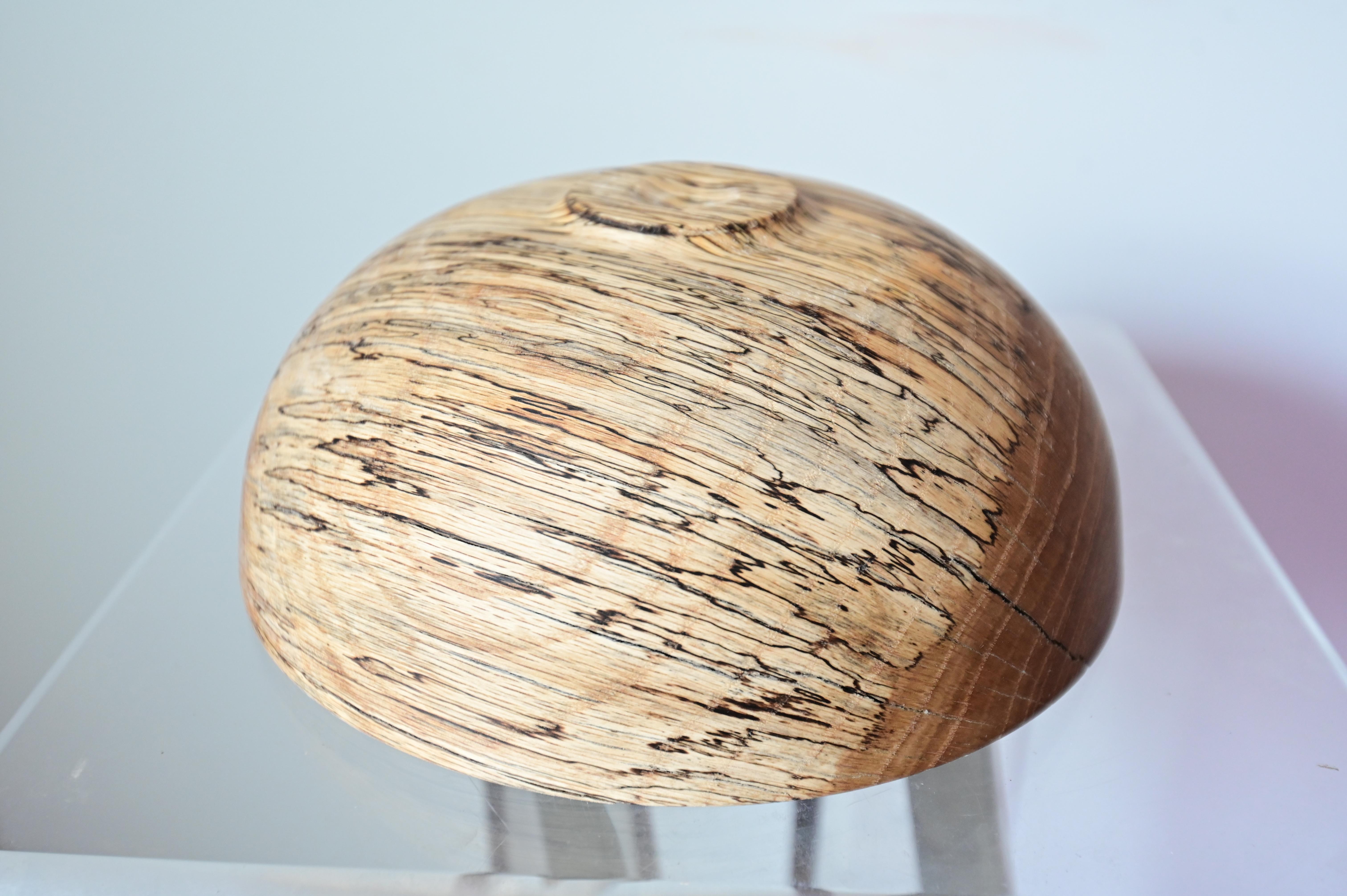 Sculpted Oak Wooden Bowl For Sale 4