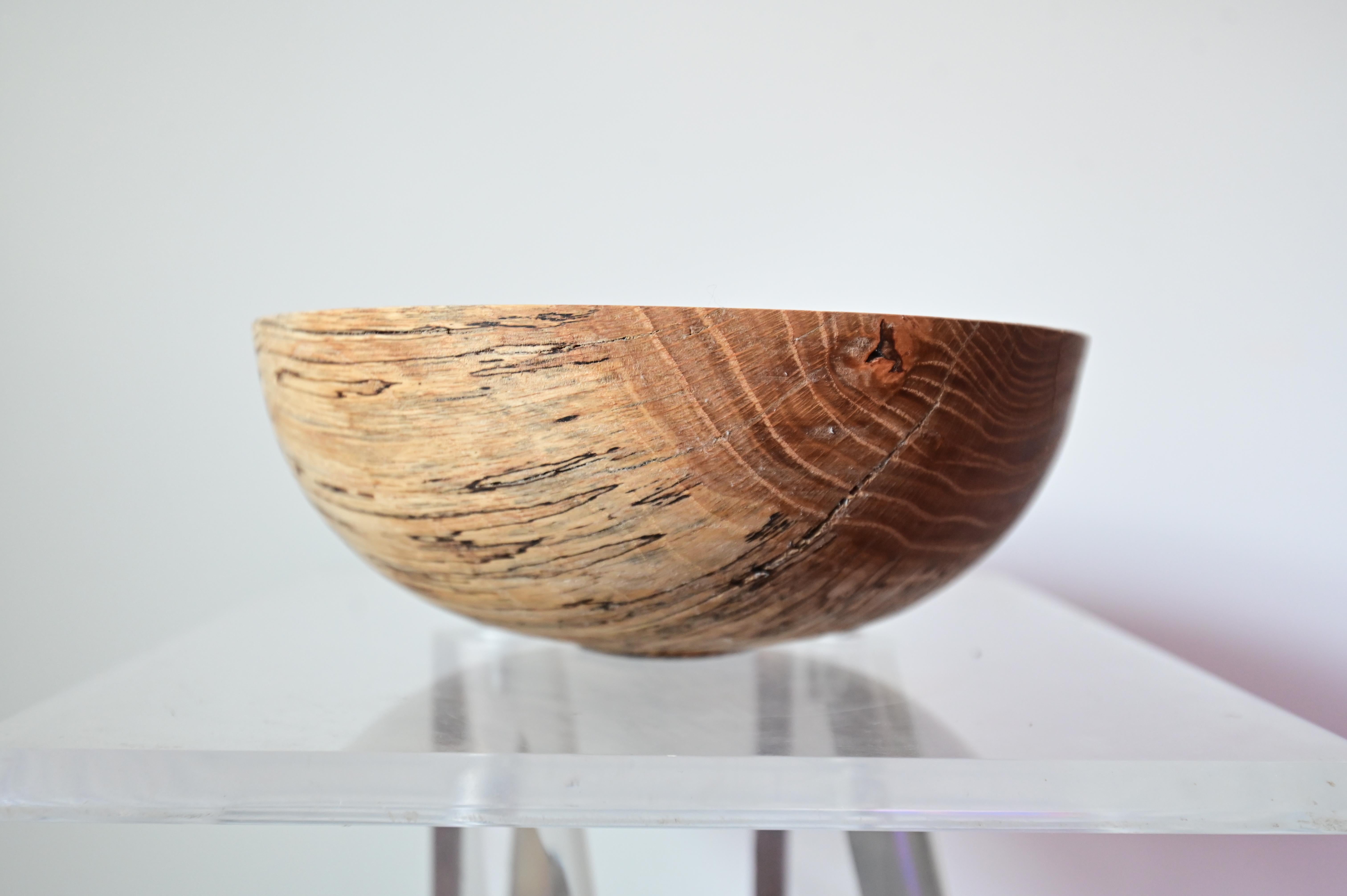 Primitive Sculpted Oak Wooden Bowl For Sale