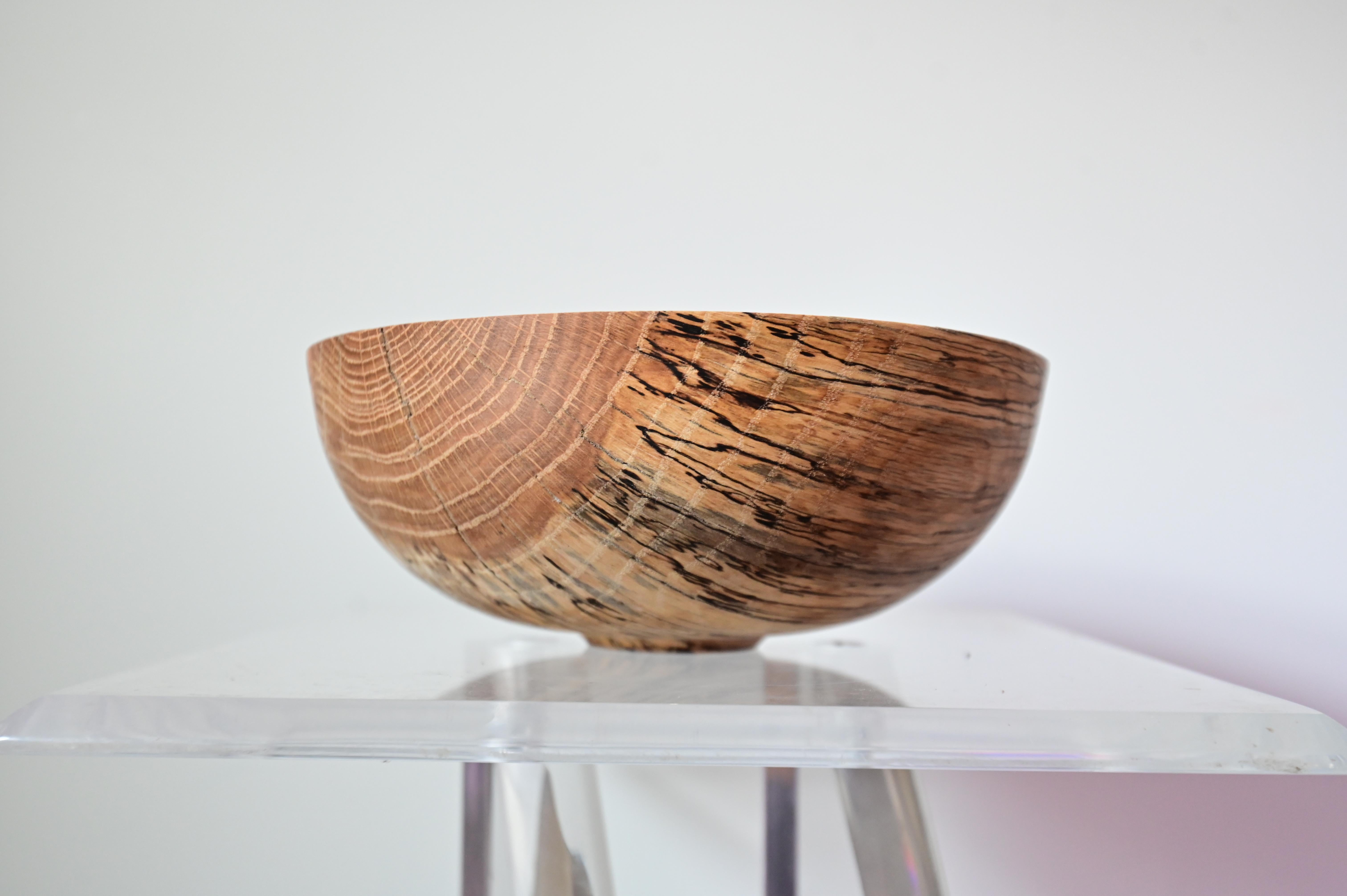 American Sculpted Oak Wooden Bowl For Sale