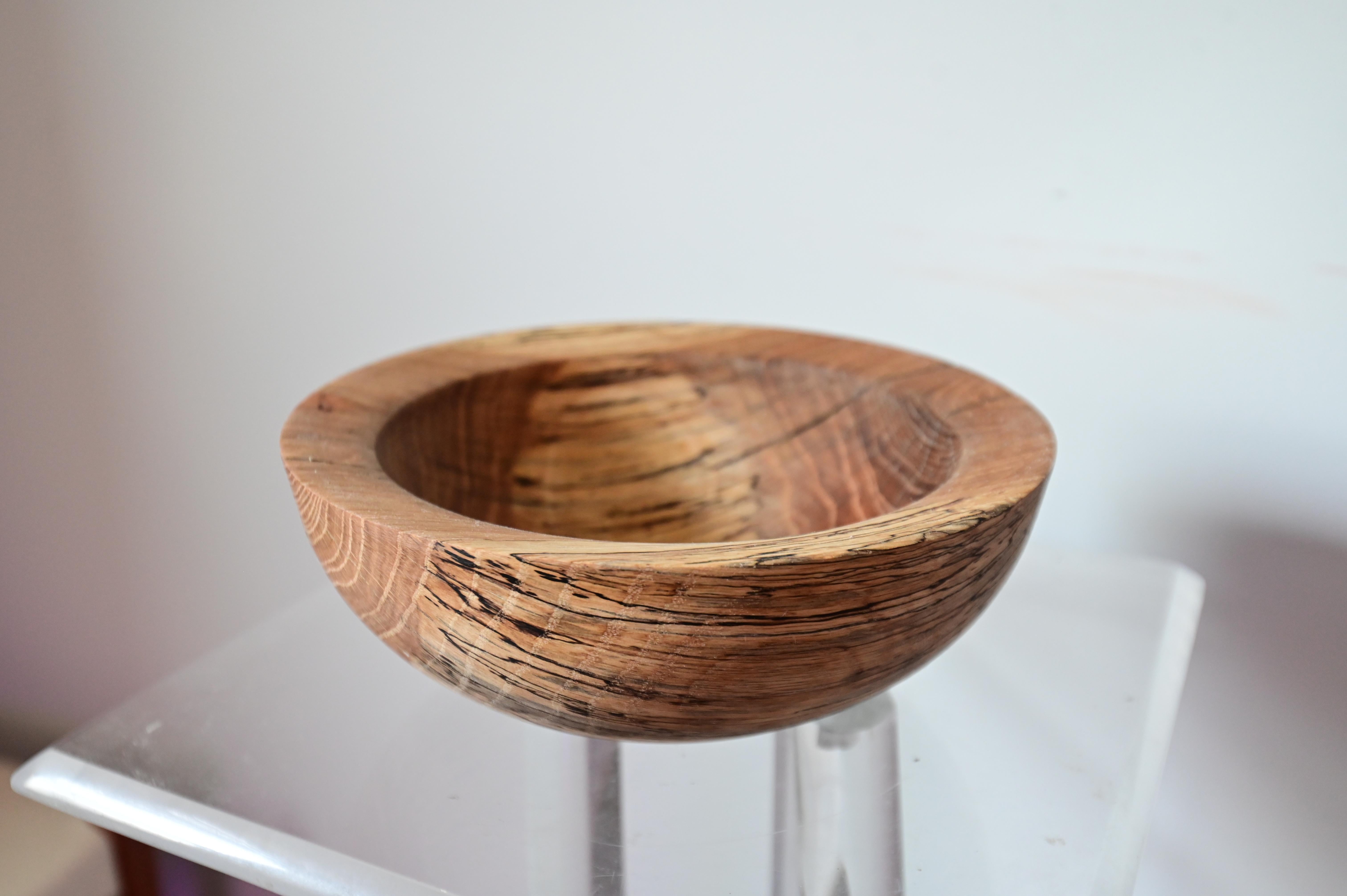 Carved Sculpted Oak Wooden Bowl For Sale