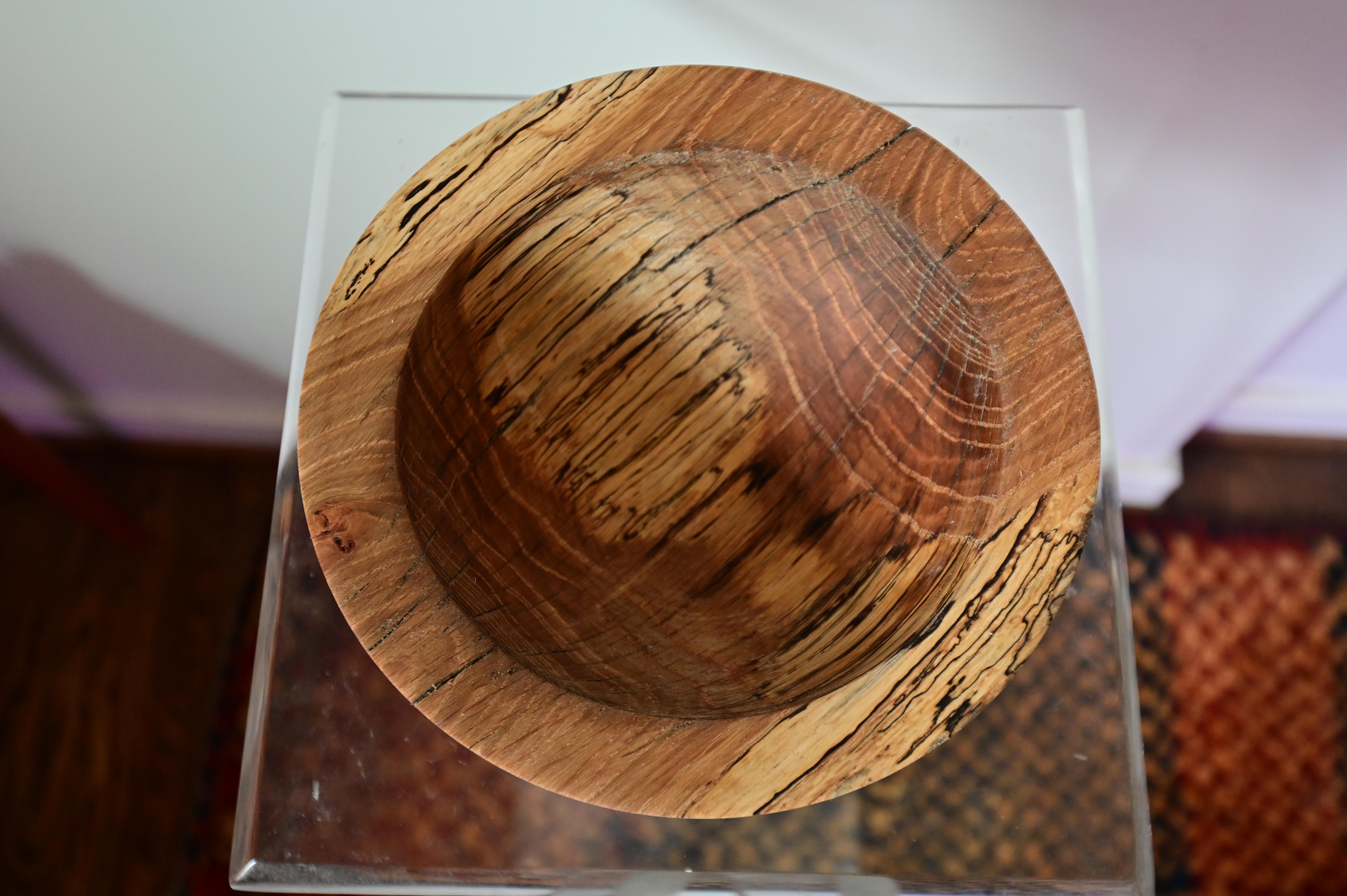 Contemporary Sculpted Oak Wooden Bowl For Sale