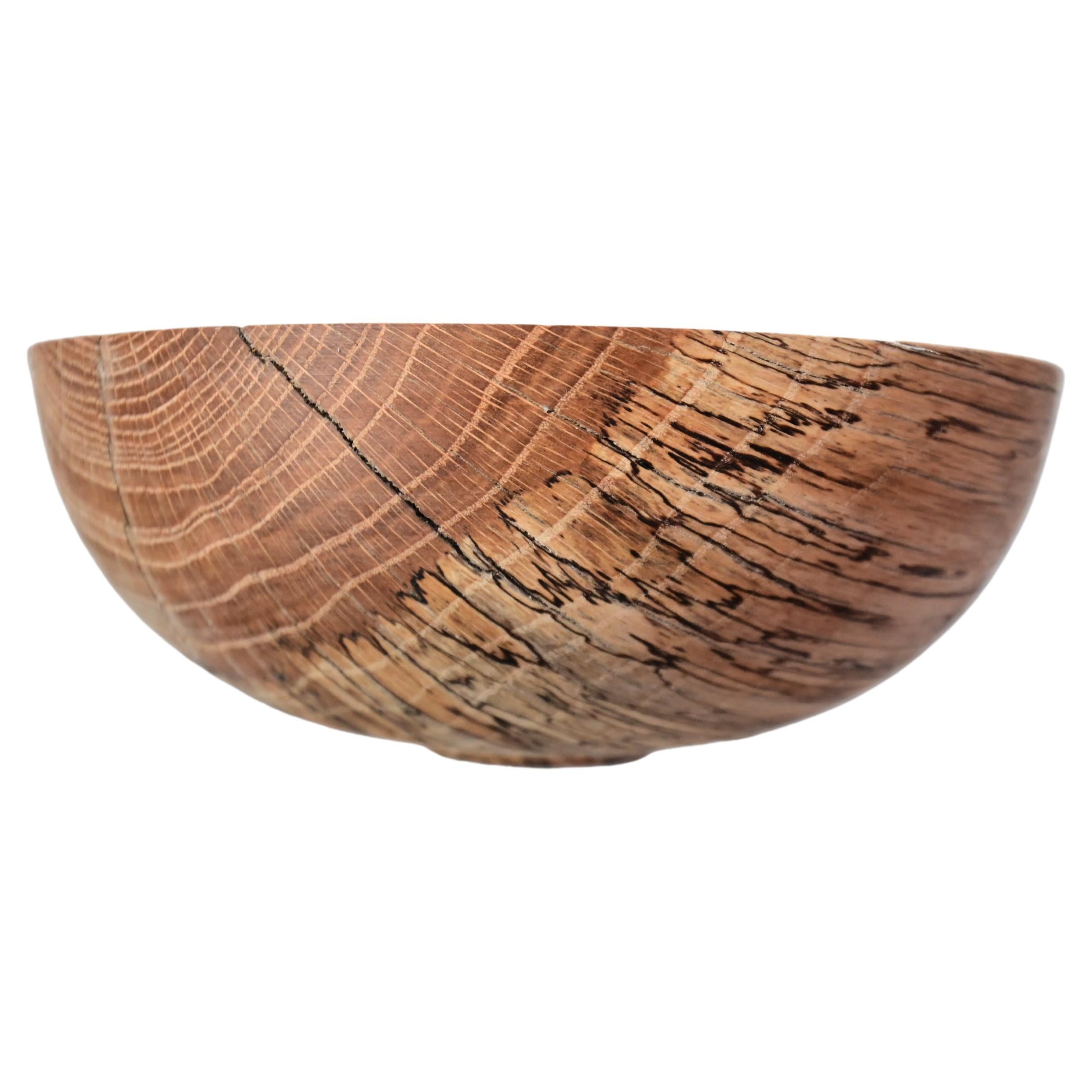 Sculpted Oak Wooden Bowl For Sale