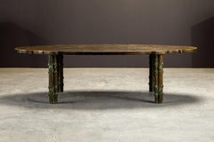 Sculpted Oval Bronze Coffee Table by Philip & Kelvin LaVerne, 1960s, Signed