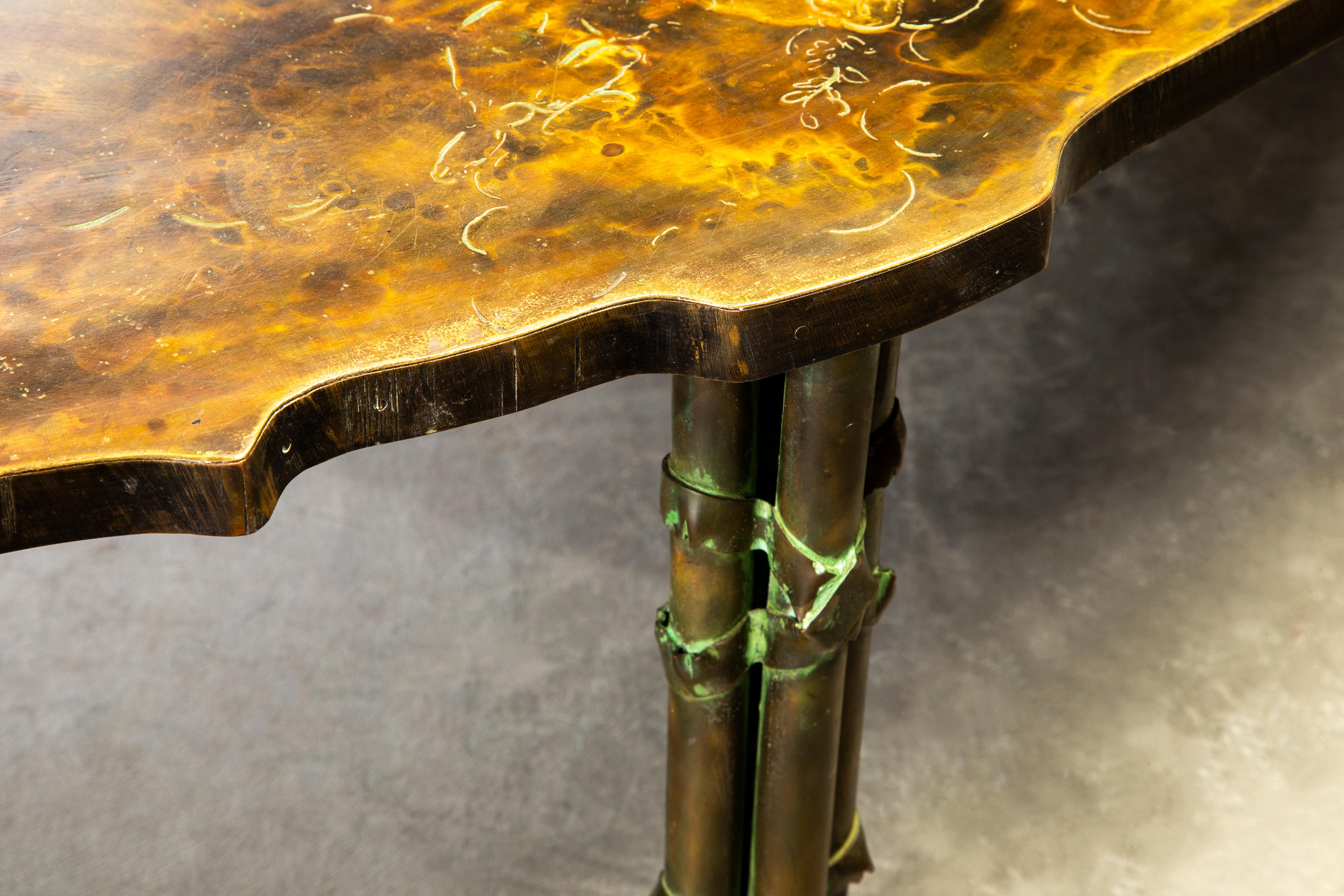 Mid-20th Century Sculpted Oval Bronze Coffee Table by Philip & Kelvin LaVerne, 1960s, Signed