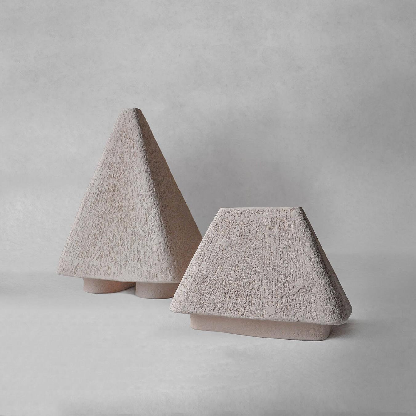 Organic Modern Sculpted Pair of Ceramic Vases by FAINA