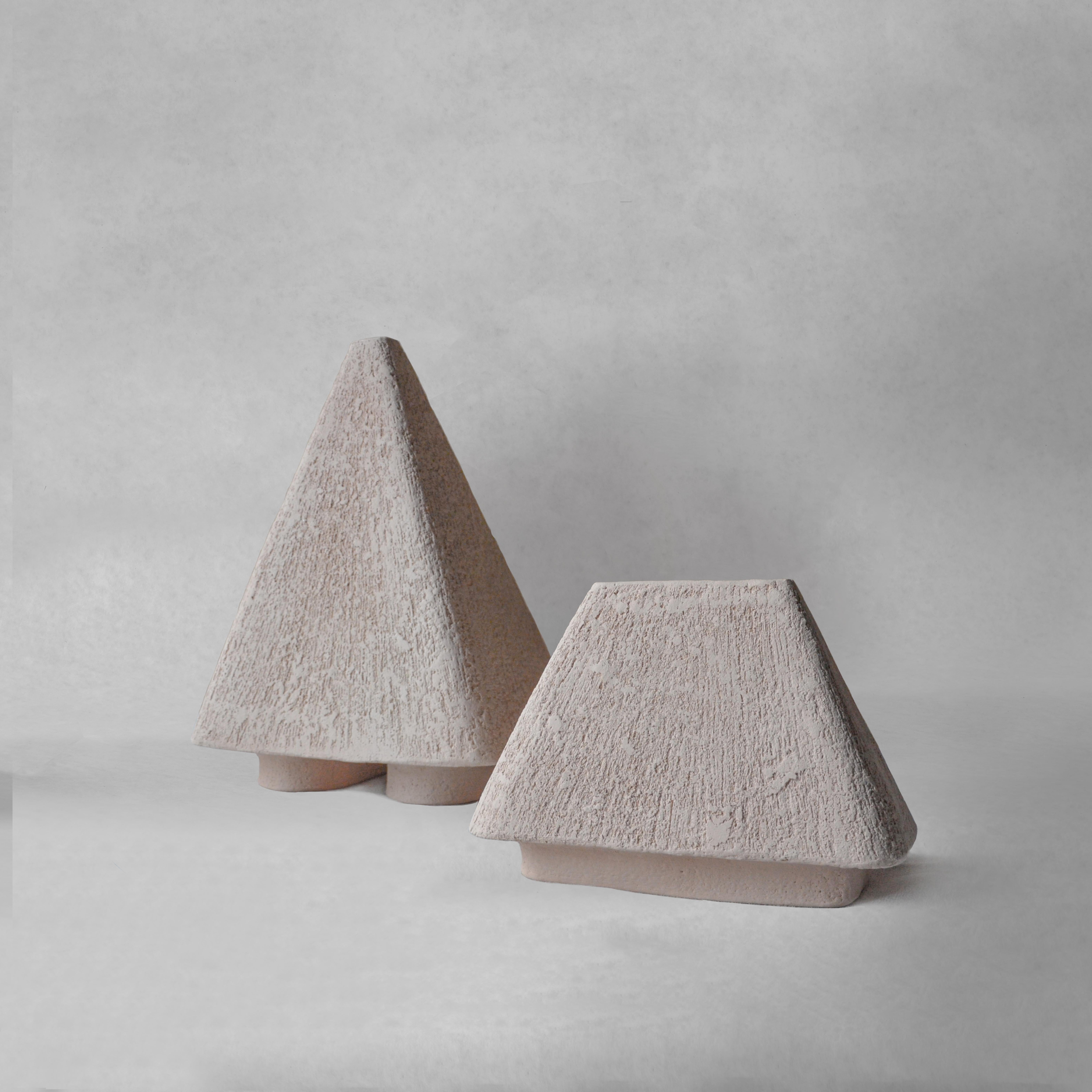 Organic Modern Sculpted Pair of Ceramic Vases by FAINA