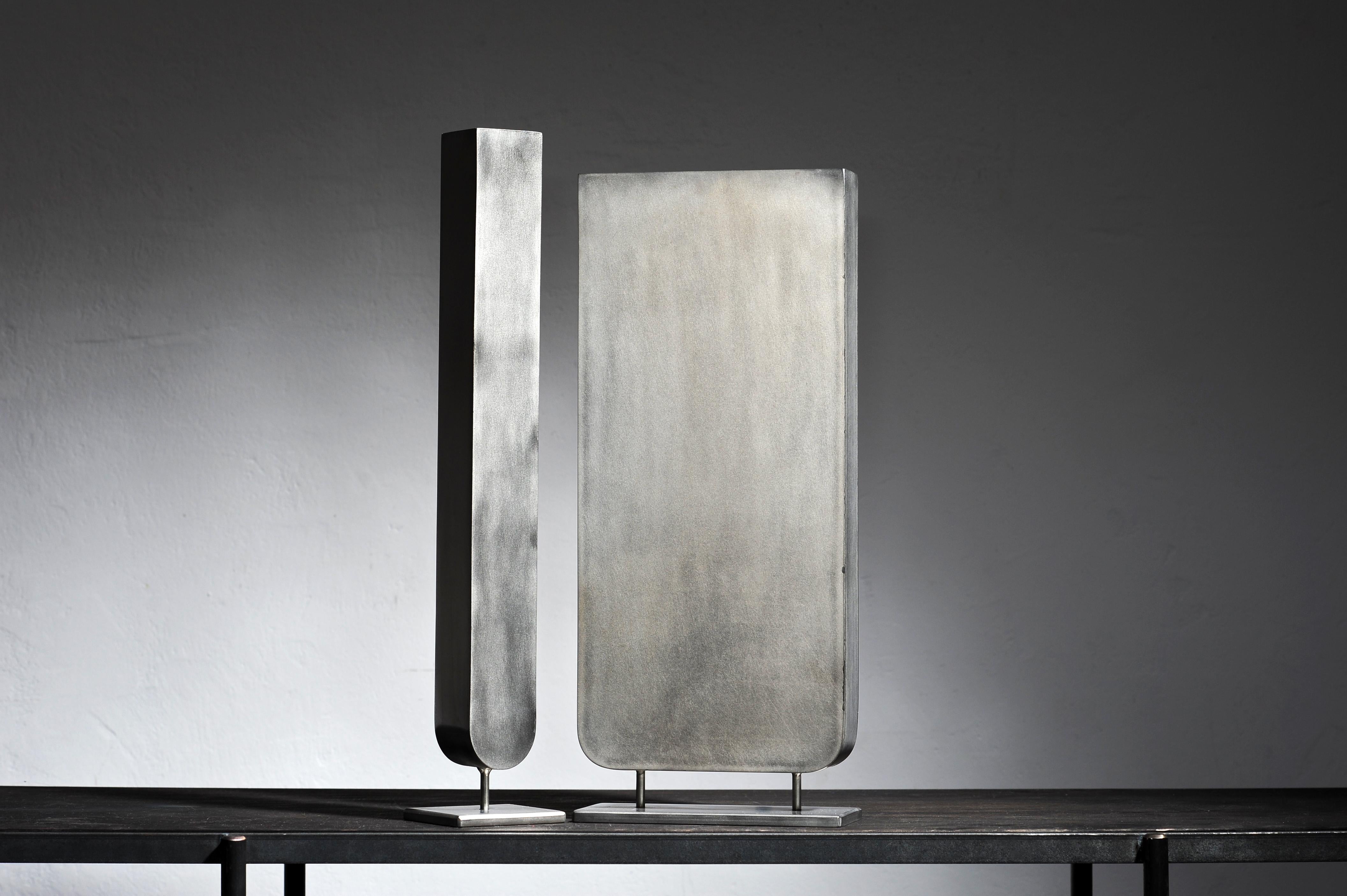 Steel Sculpted Pair of Vases, We and I, Signed by Lukasz Friedrich For Sale