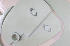 Panneau sculpté de couleur céladon. Contemporain.