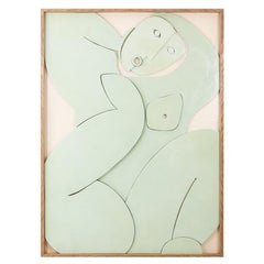 Panel esculpido en laca de color celadón. Contemporáneo.