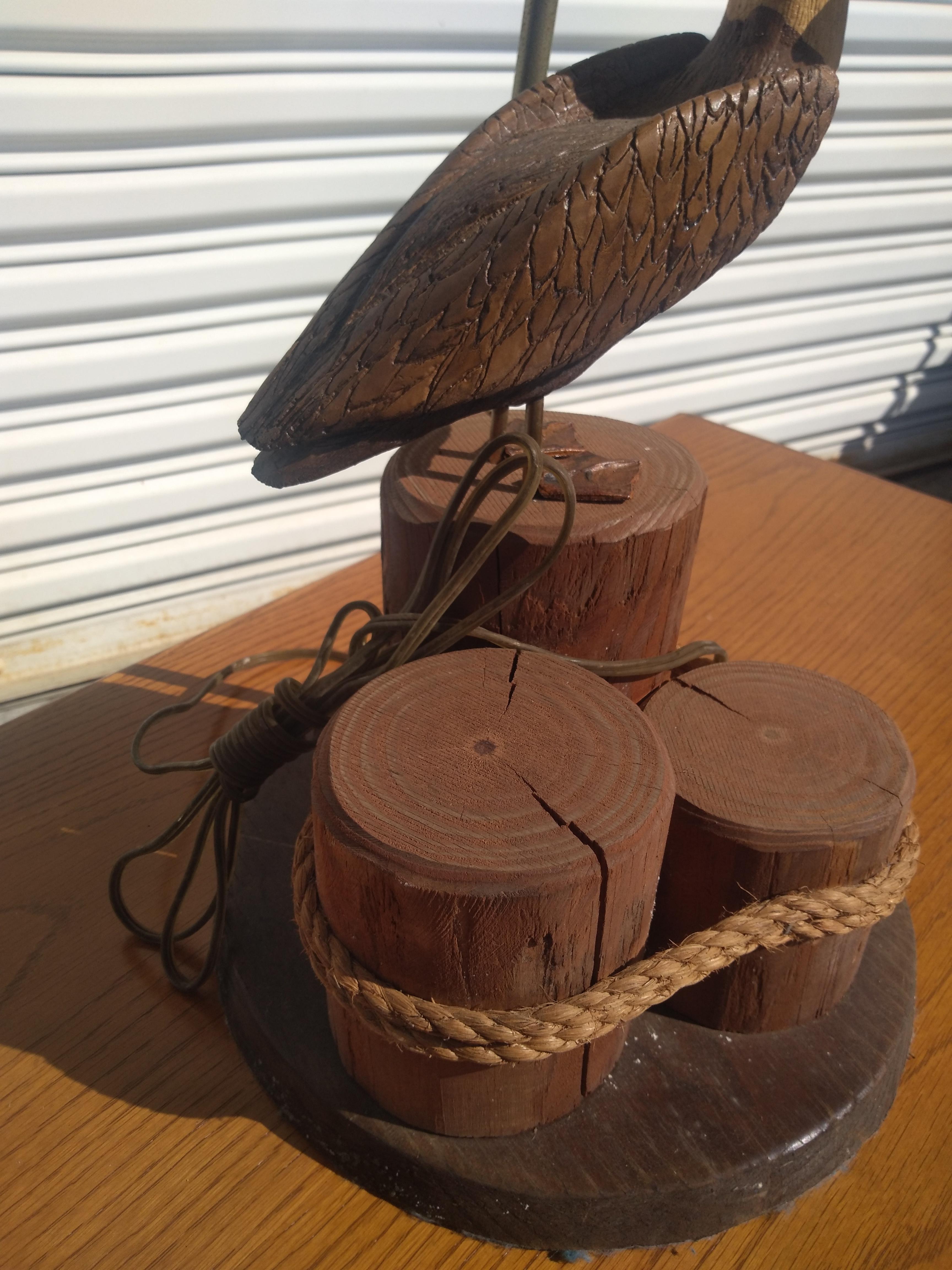 20th Century Sculpted Pelican on the Wharf Table Lamp For Sale