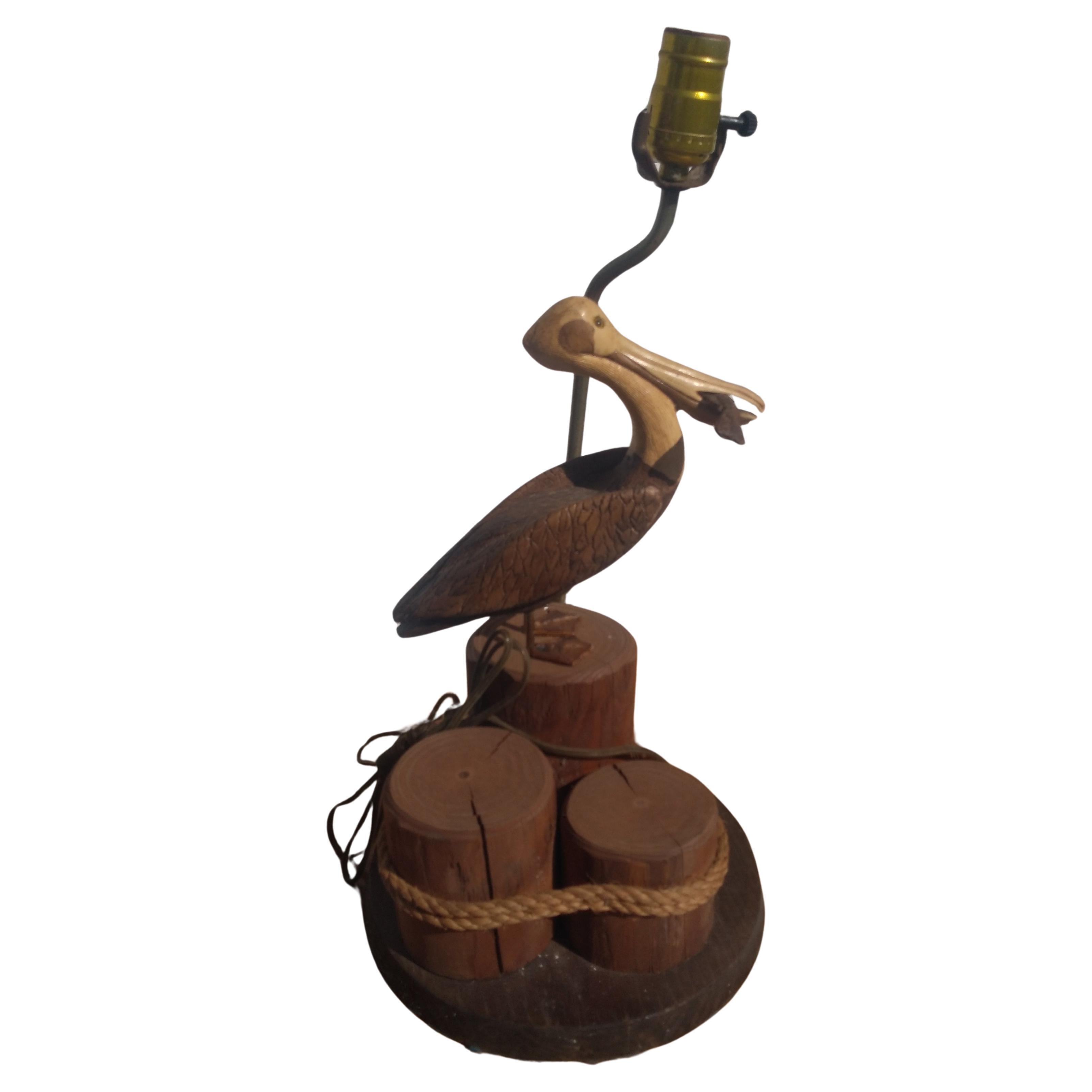 Sculpted Pelican on the Wharf Table Lamp For Sale