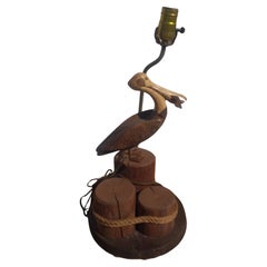 Vintage Sculpted Pelican on the Wharf Table Lamp