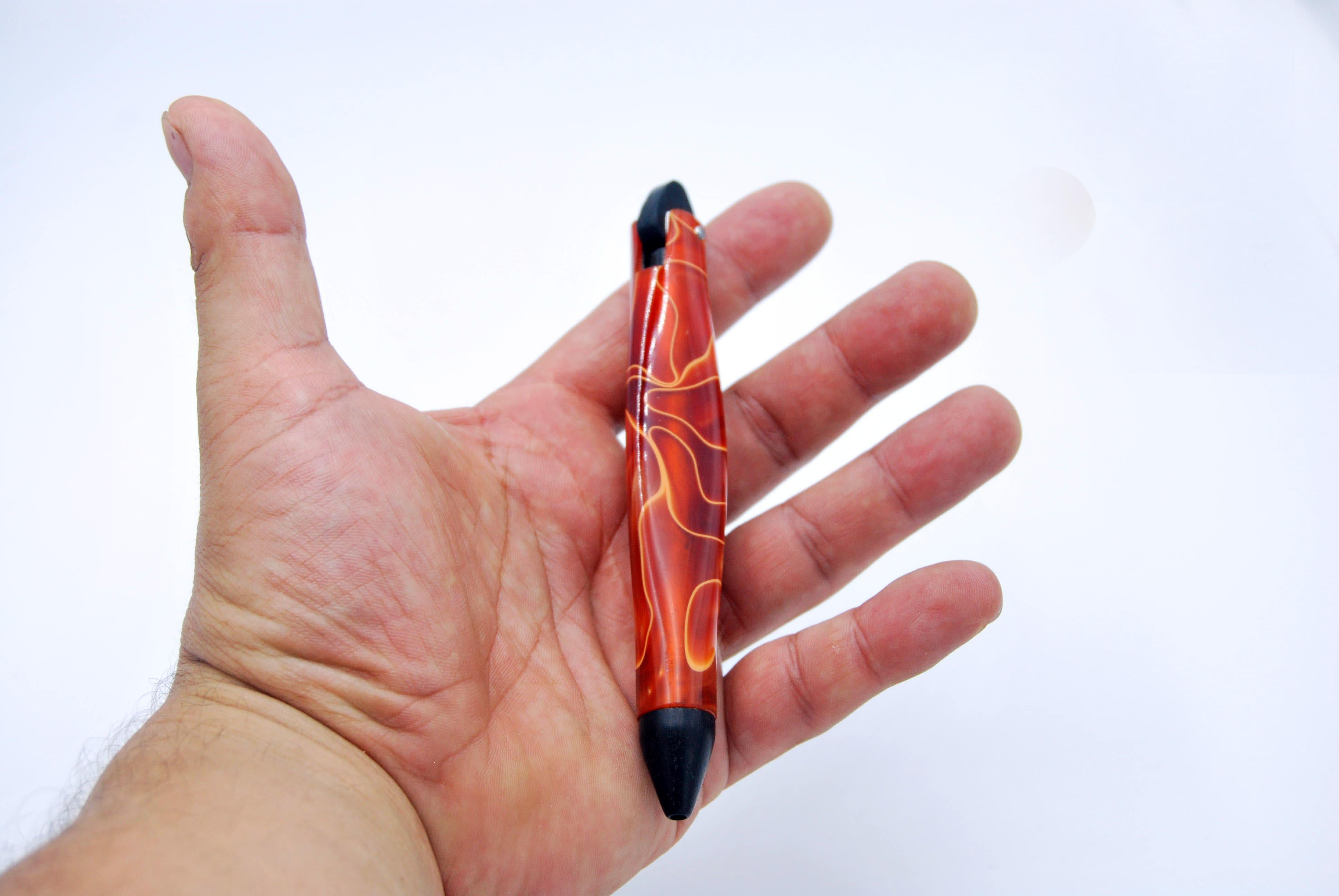 Arts and Crafts 21st Century Red Hand and Machine made Sculpted Pen in Resin, Limited Edition For Sale
