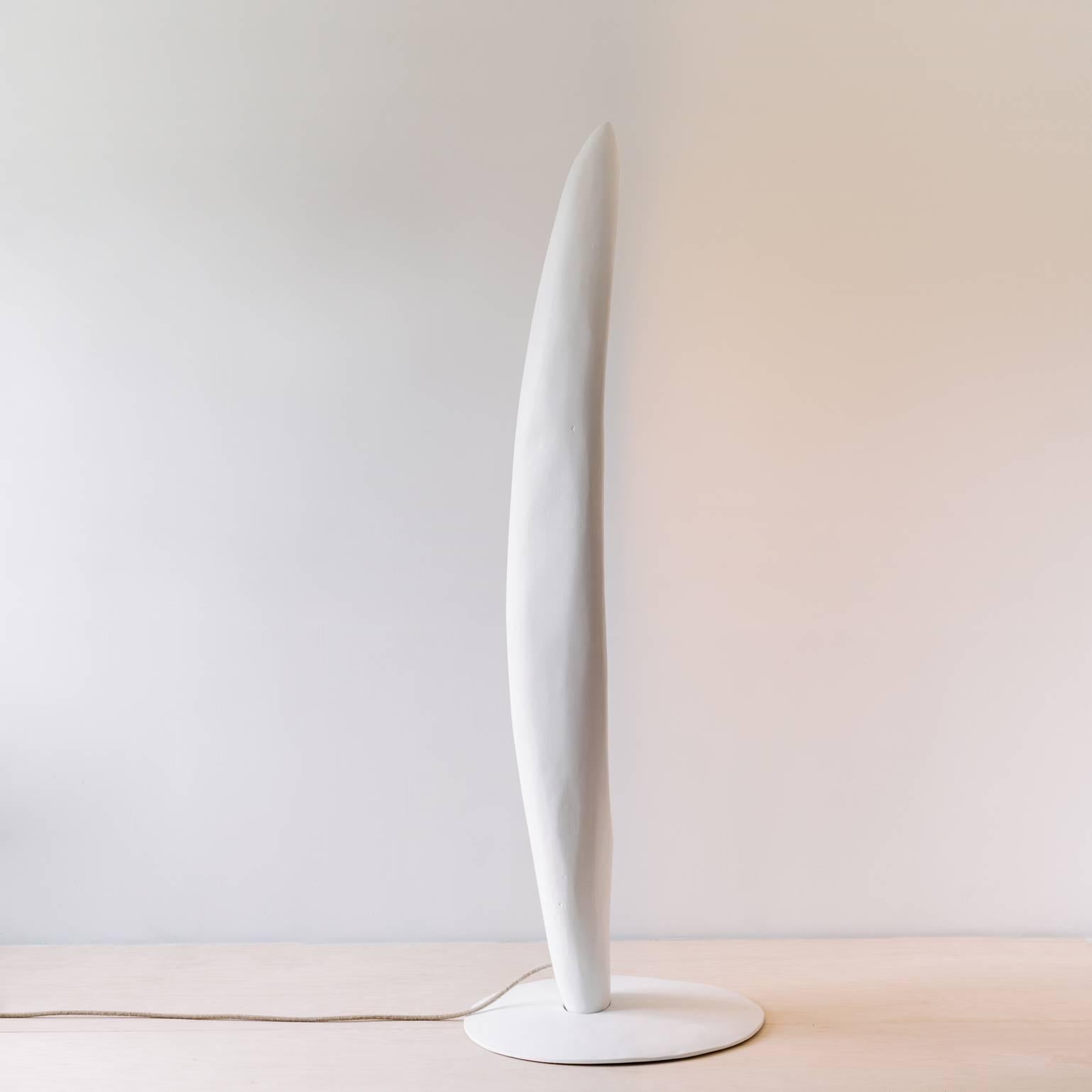 Organic Modern Sculpted Plaster Oyyo Floor Lamp with Rough Hewn Hollow Interior