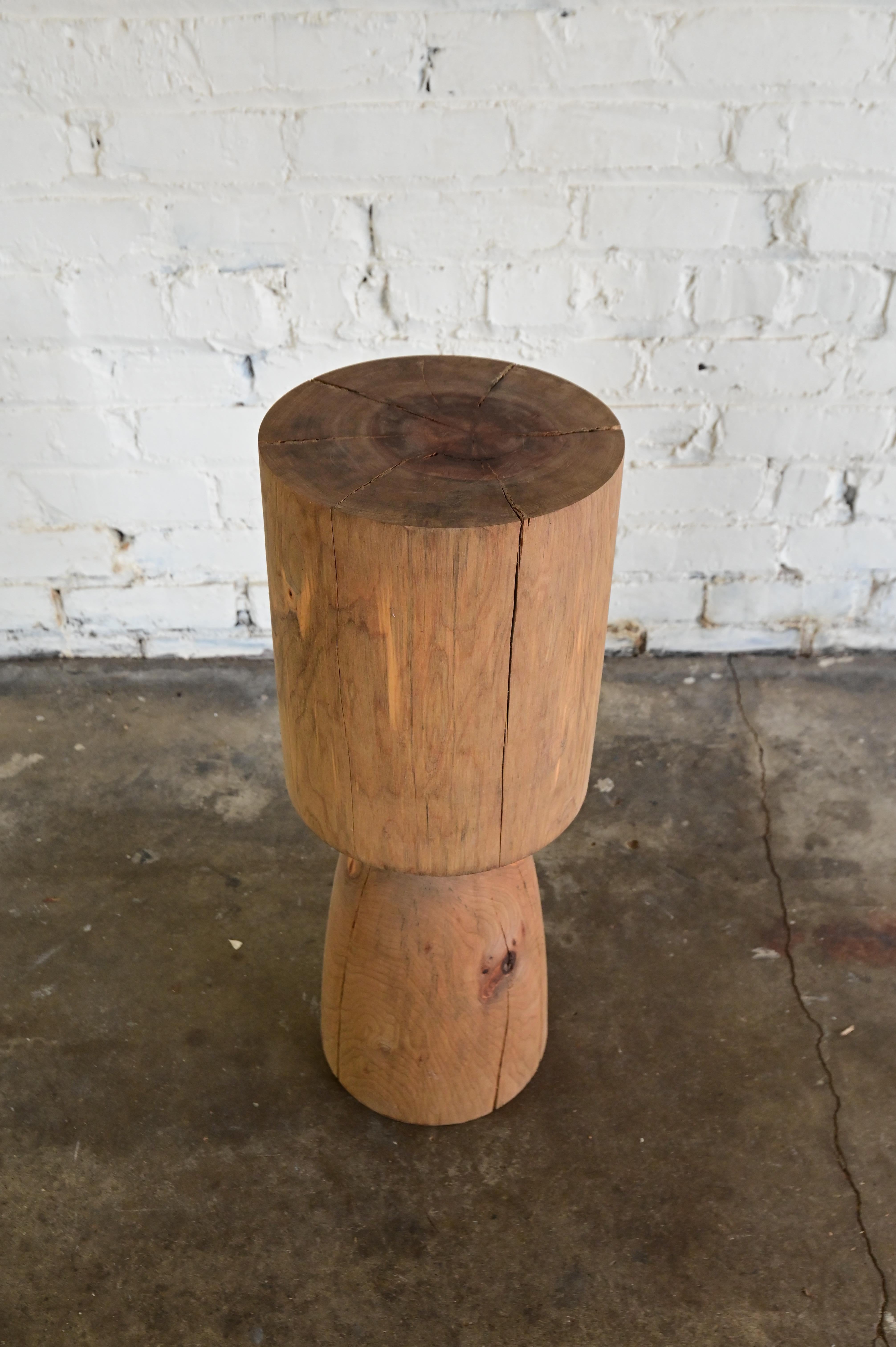 Wood Sculpted Primitive End Table For Sale