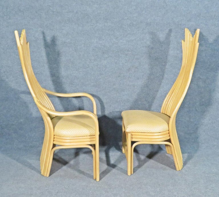 Sculpted Rattan Dining Table and Chairs For Sale at 1stDibs