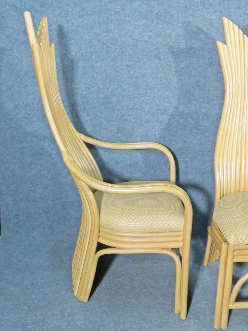 20ième siècle Table et chaises de salle à manger rotin sculpté en vente