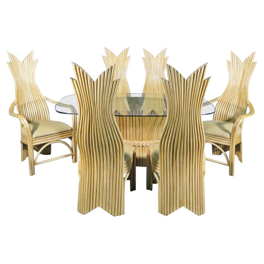 Sculpted Rattan Dining Table & Chairs