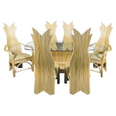 Used Sculpted Rattan Dining Table & Chairs