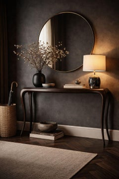 Sculpted Sapele Mahogany Console Table in Espresso, 1960s
