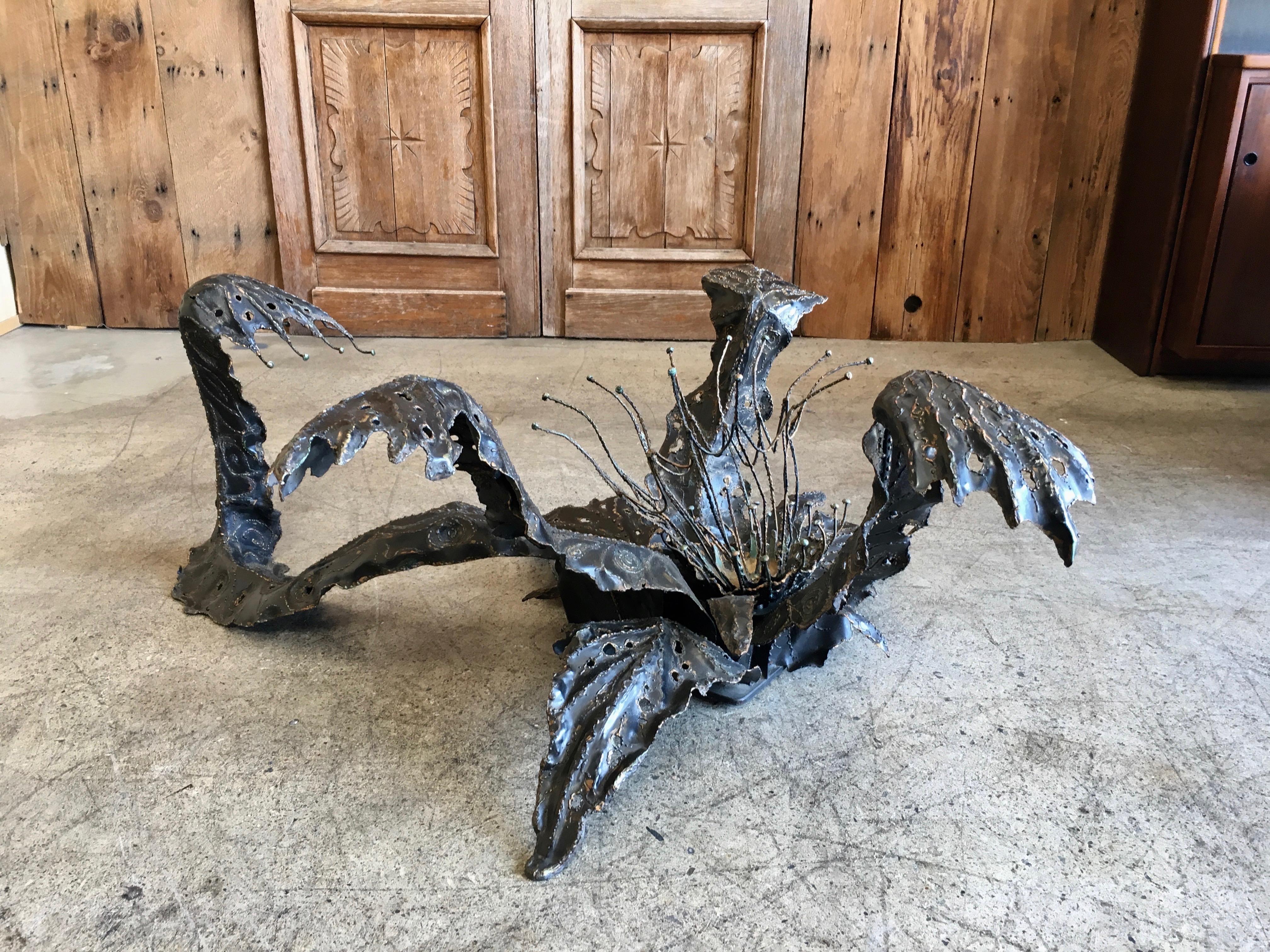 Bronzed Sculpted Seaweed Bronze Finish Coffee Table