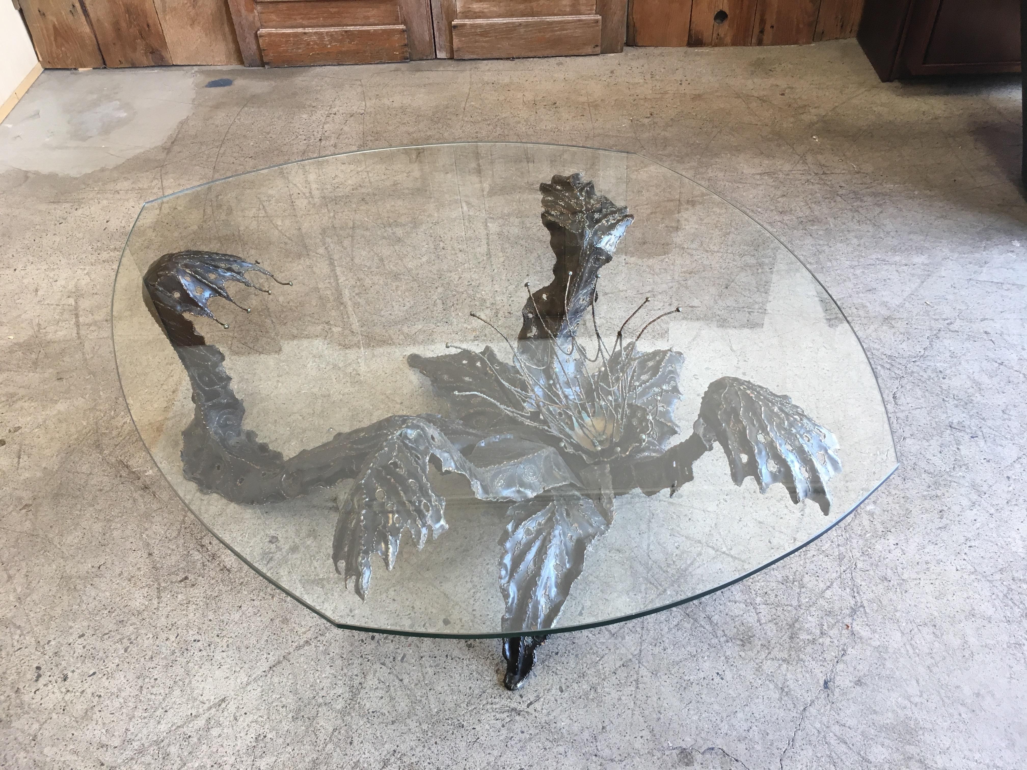 20th Century Sculpted Seaweed Bronze Finish Coffee Table
