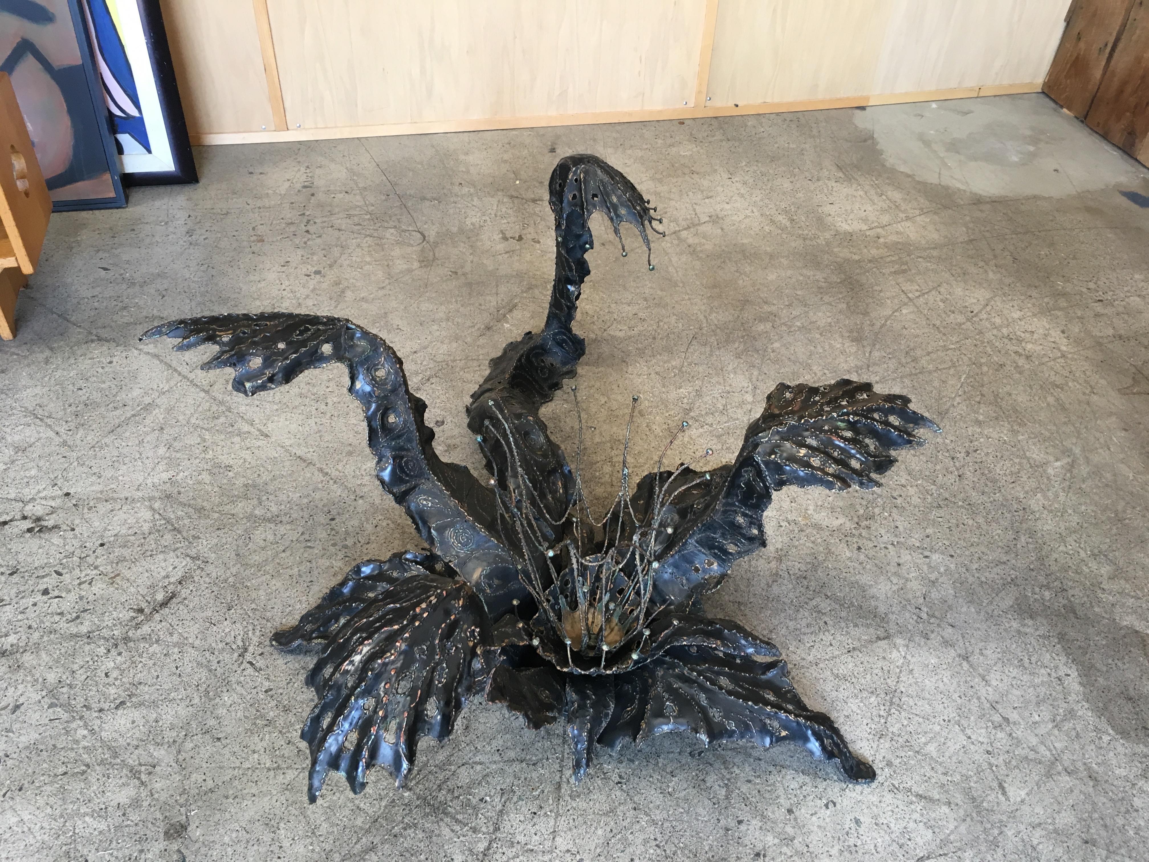 Metal Sculpted Seaweed Bronze Finish Coffee Table
