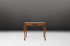 Sculpted Side Table in Wood, Glass & Rattan, France 1950s