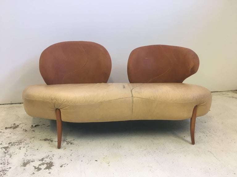 Sculpted Sofa in Leather by Poltromec Italia at 1stDibs