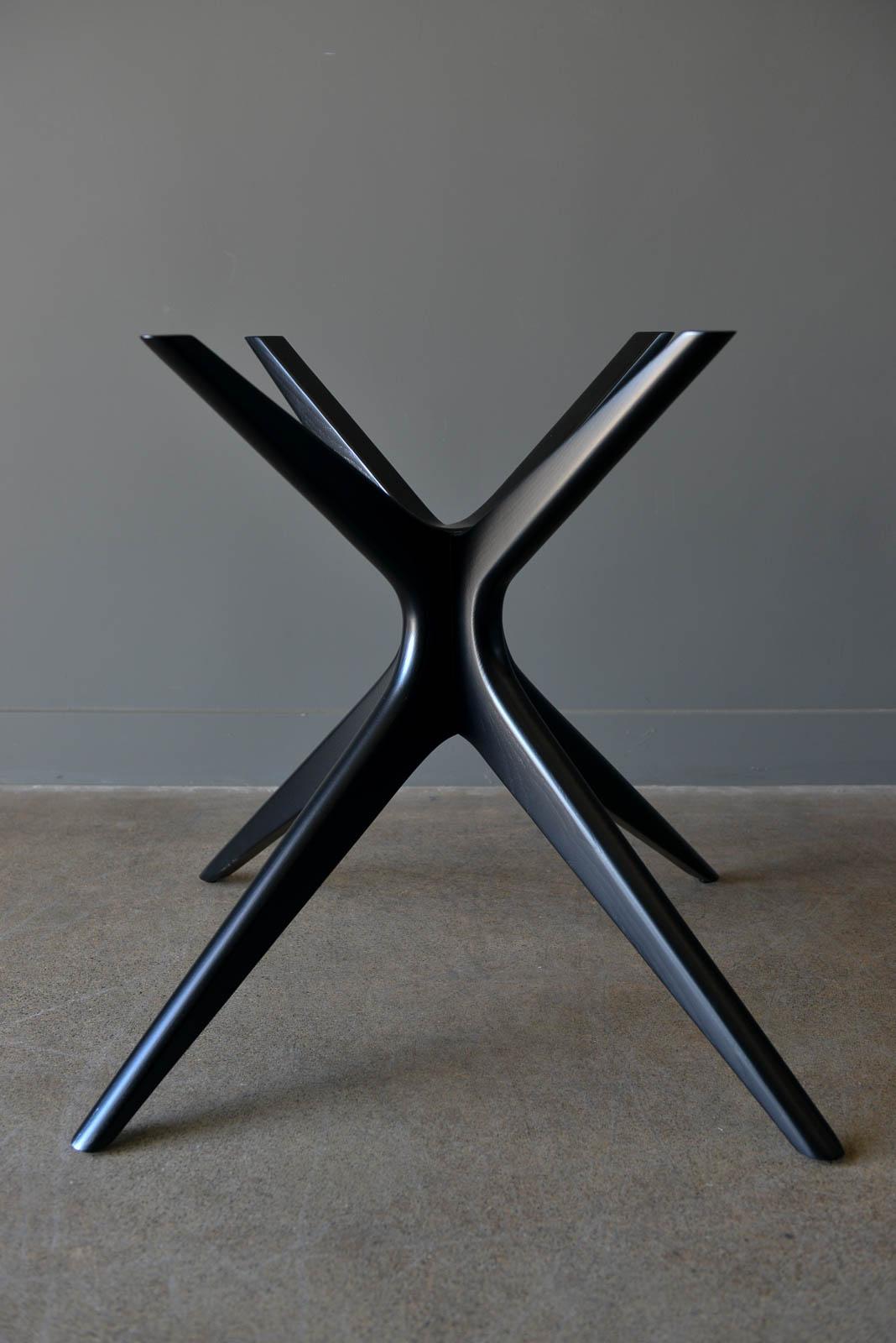 Mid-Century Modern Sculpted Star Base Dining Table with Floating Glass Top, circa 1970