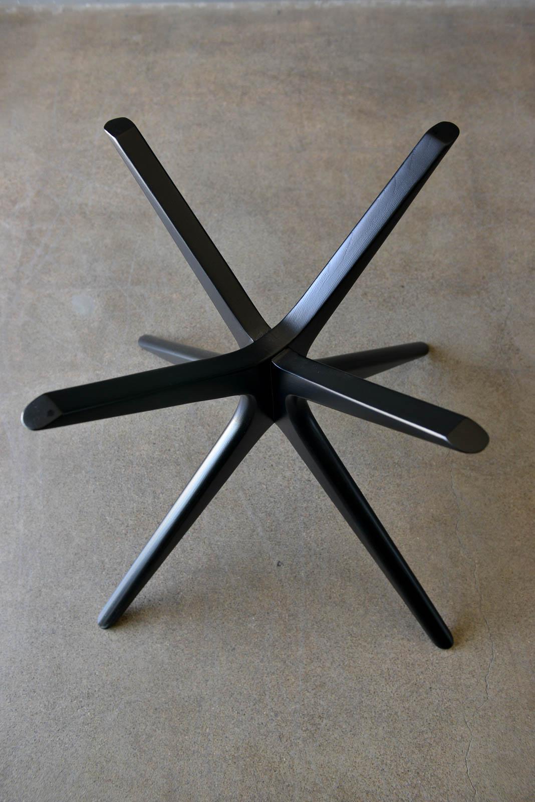 American Sculpted Star Base Dining Table with Floating Glass Top, circa 1970