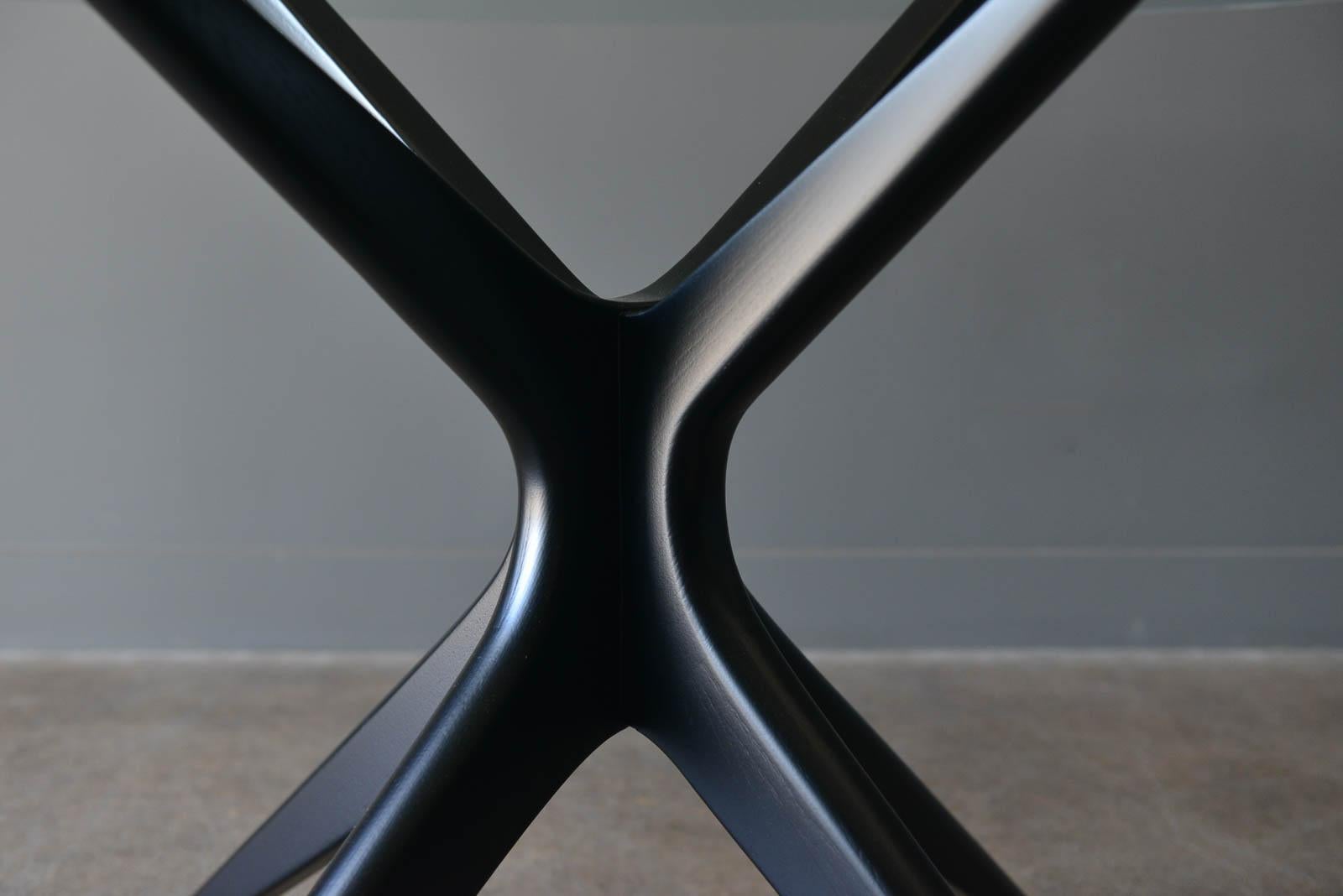 Sculpted Star Base Dining Table with Floating Glass Top, circa 1970 In Good Condition In Costa Mesa, CA