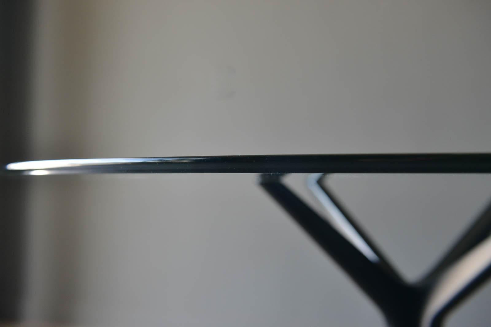 Sculpted Star Base Dining Table with Floating Glass Top, circa 1970 2