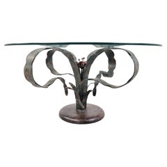 Vintage Sculpted Steel Flower Coffee Table, 1970s