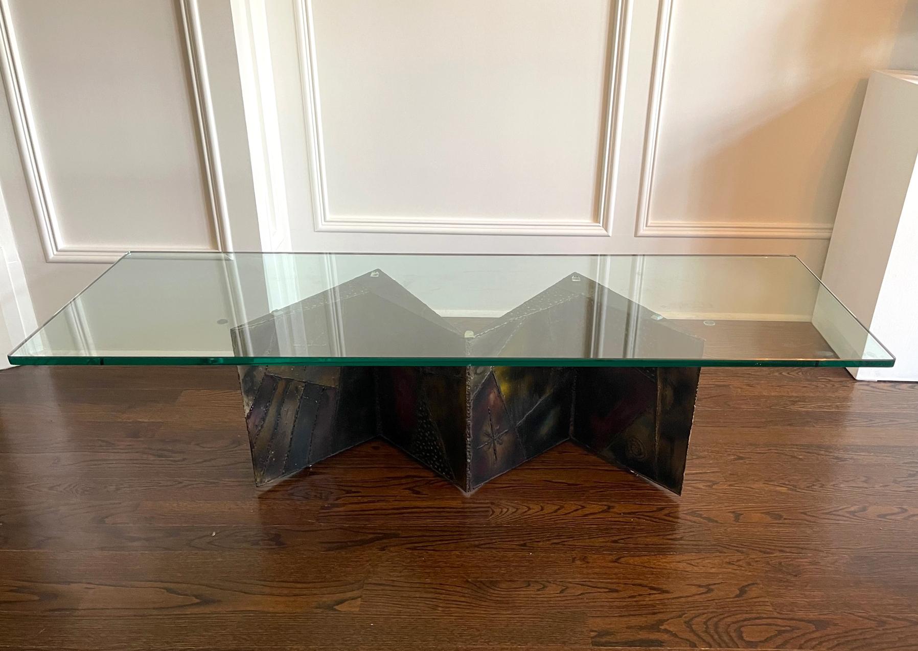 Sculpted Steel Zigzag Coffee Table Base by Paul Evans for Directional For Sale 10