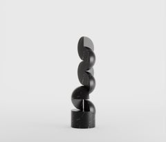 Sculpted Swirls Black Marble Totem