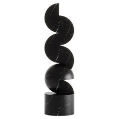 Sculpted Swirls Black Marble Totem