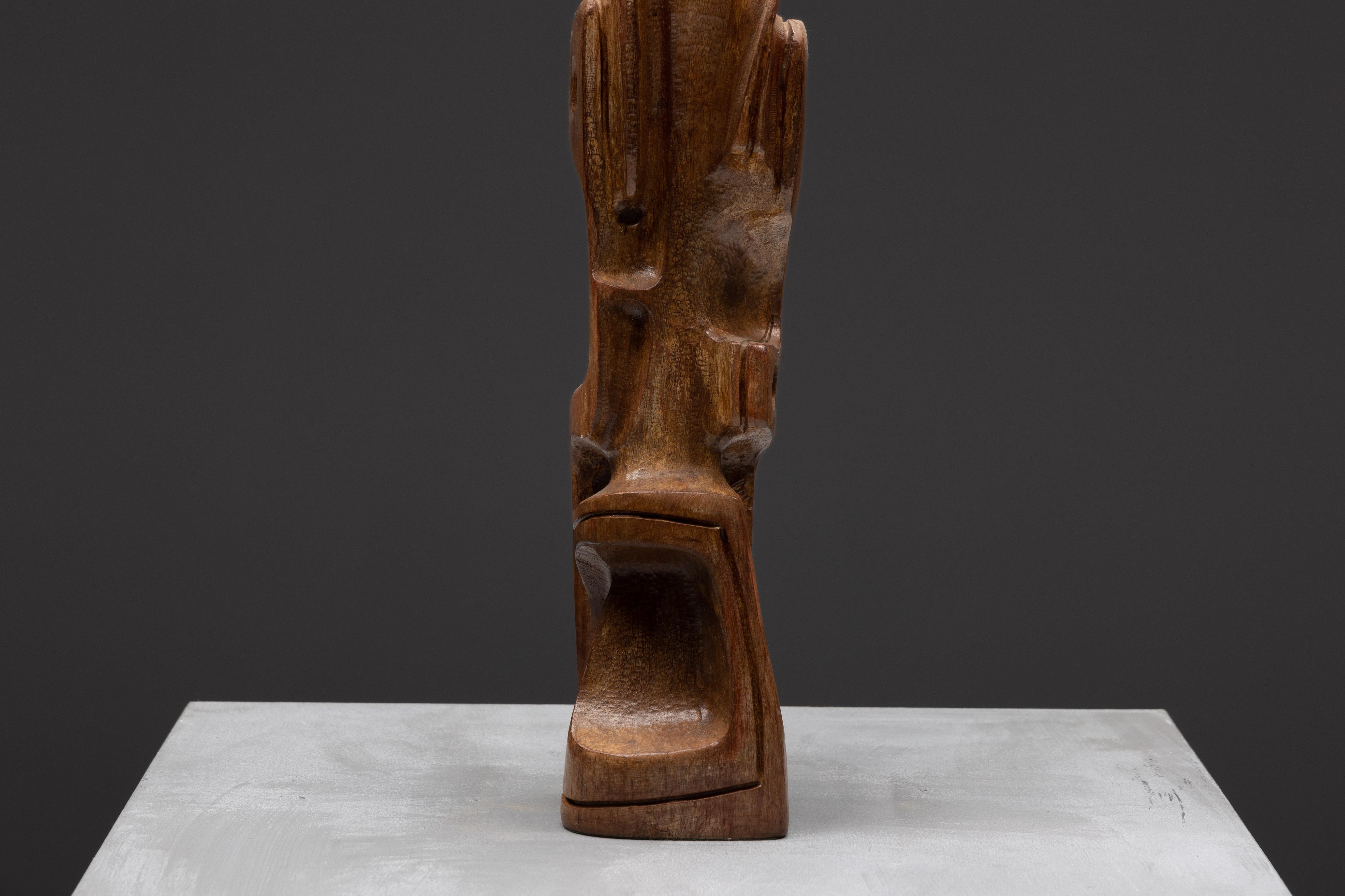 Wood Sculpted Table Lamp by Gianni Pinna, Italy, 1970s For Sale