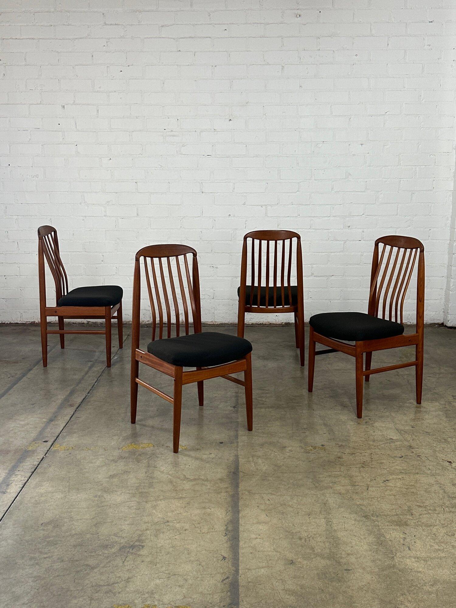 Teak Sculpted teak dining chairs- set of four For Sale
