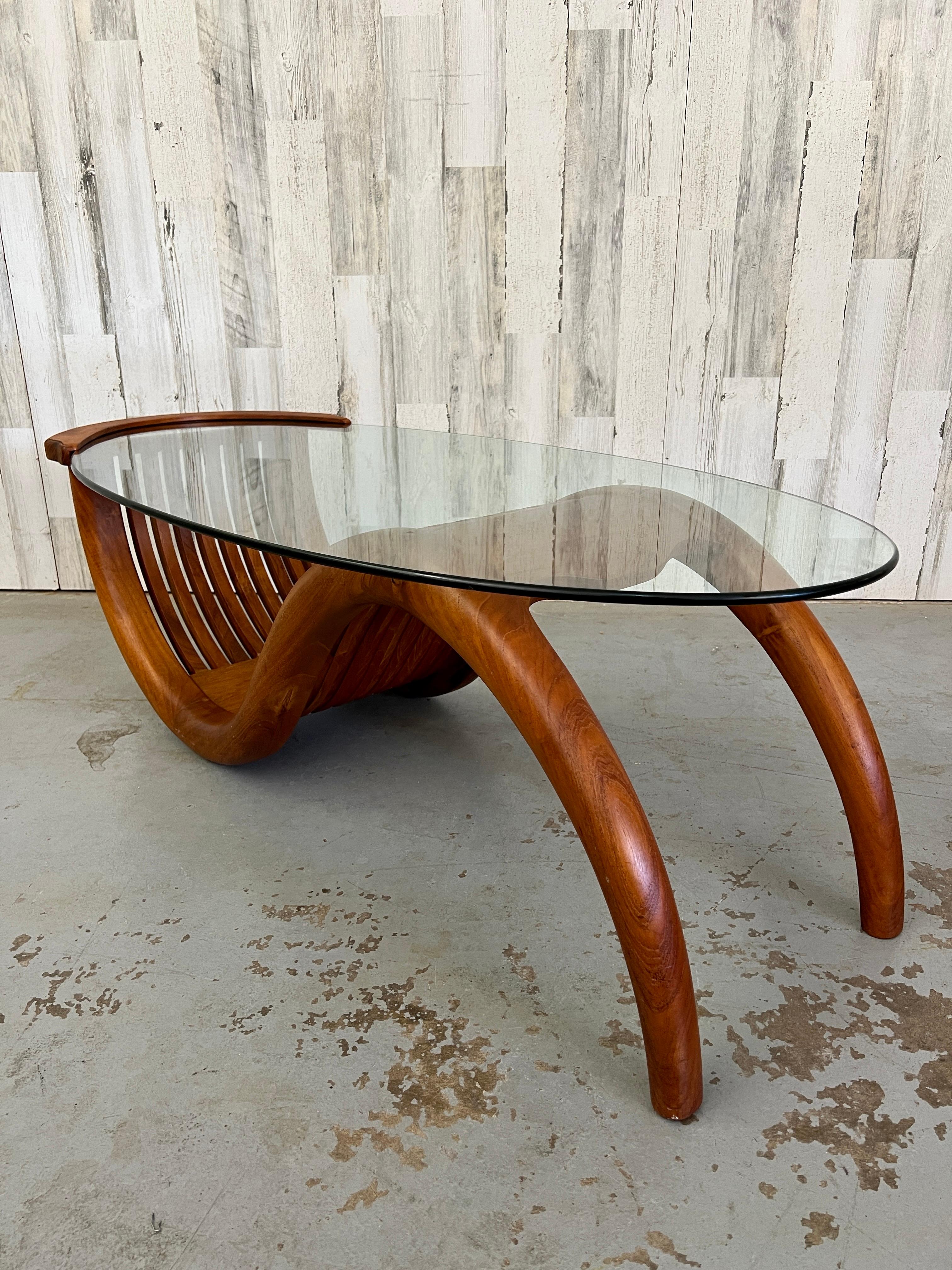 teak oval coffee table