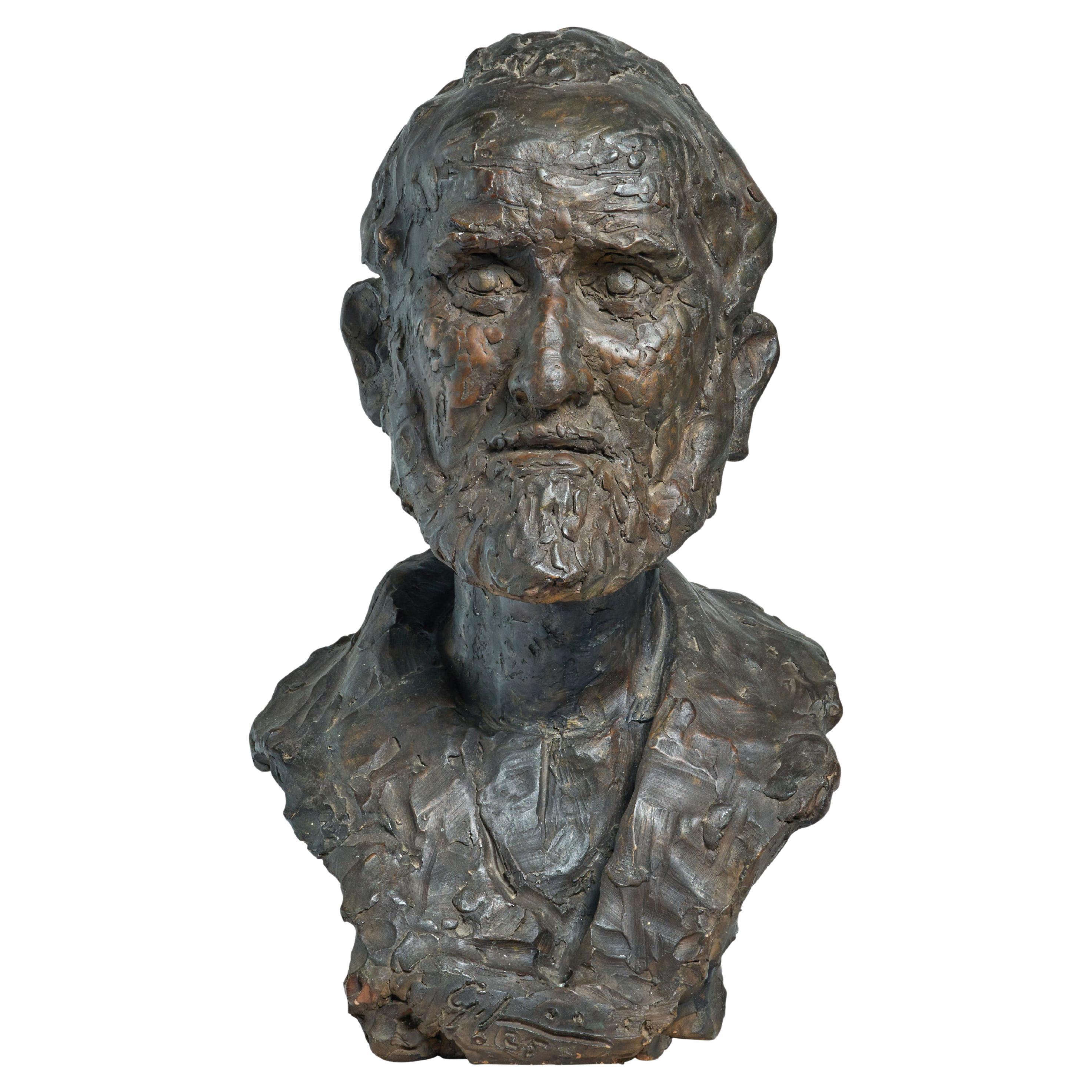 Sculpted Terra Cotta Bust of Elder/Important Dude For Sale