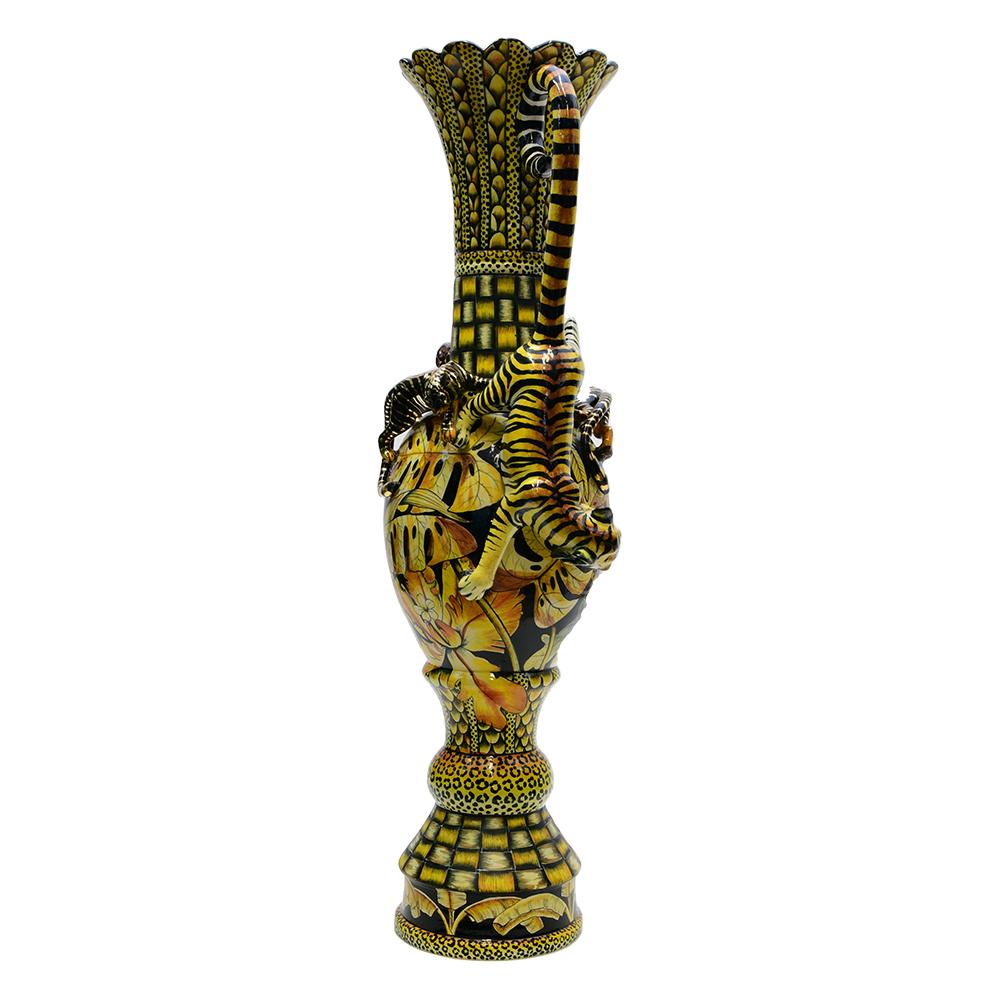 Jarrón esculpido Tigre, Hand Made en Sudáfrica Sudafricano en venta